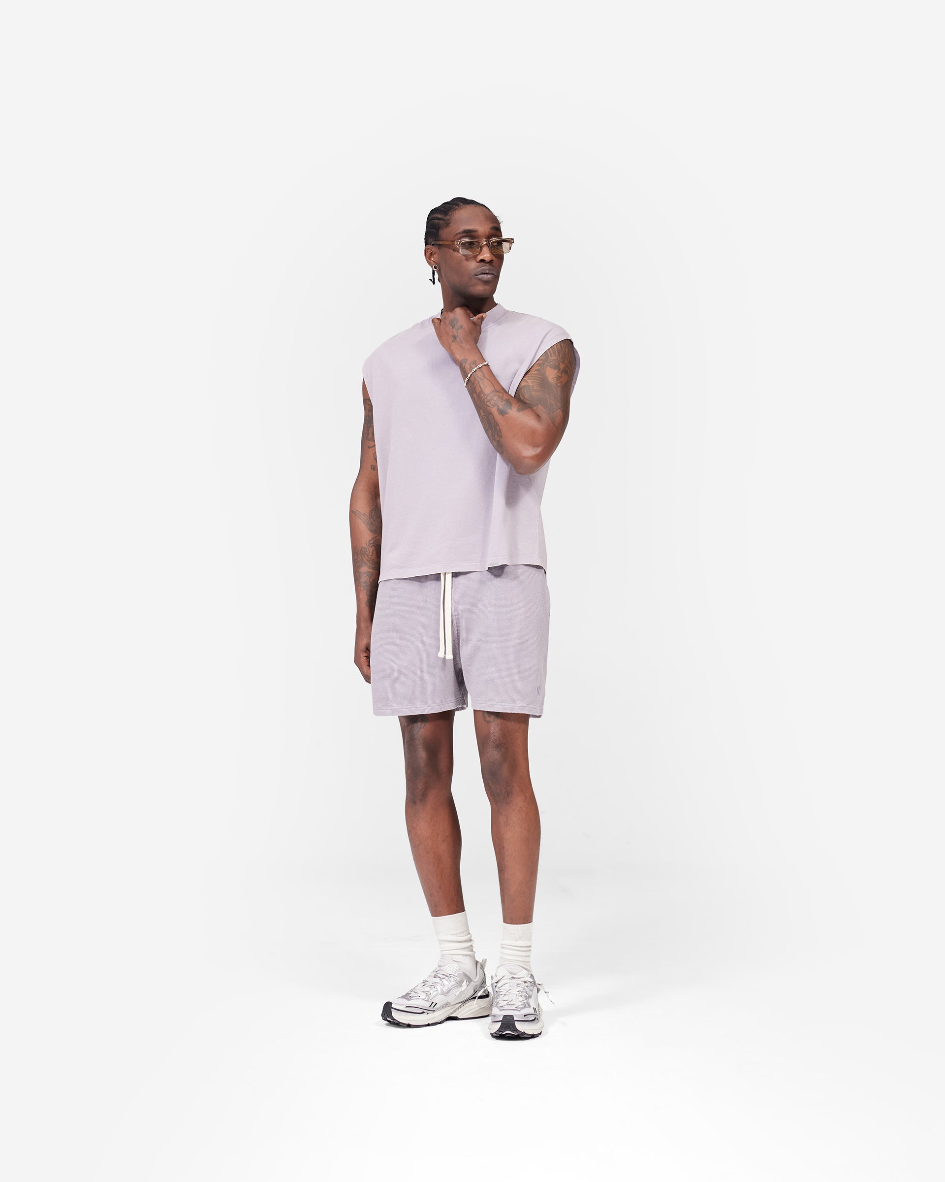 Initial Waffle Shorts- Mist