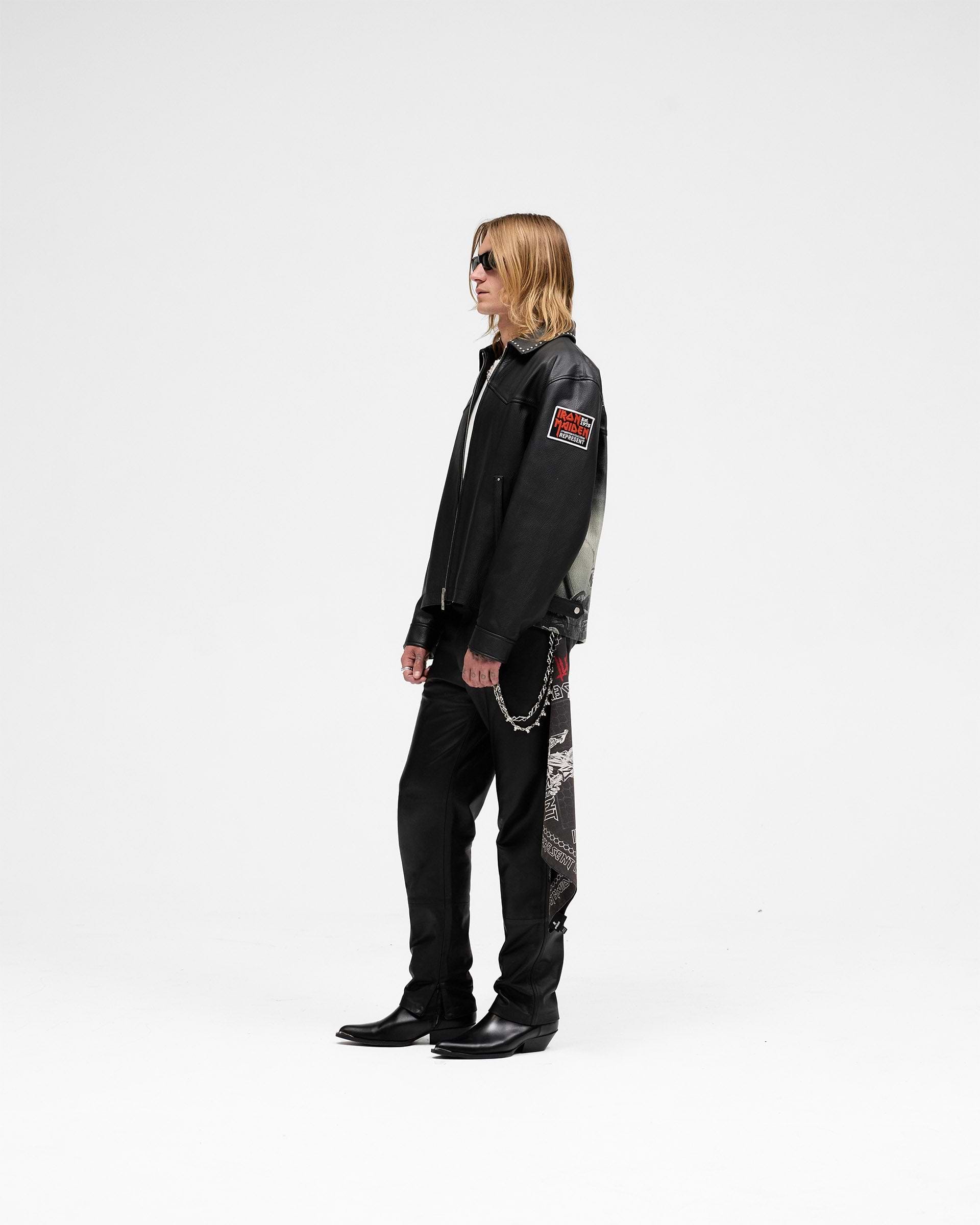 Represent X Iron Maiden Trooper Leather Jacket - Jet Black