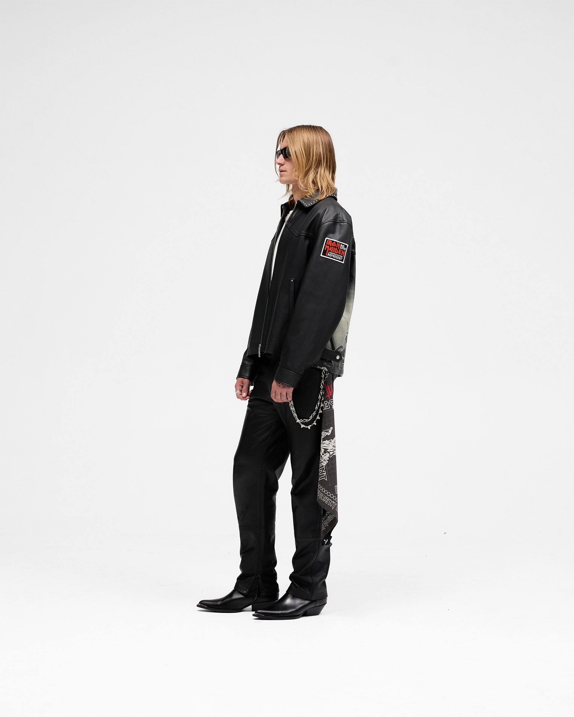 Represent X Iron Maiden Trooper Leather Jacket - Jet Black