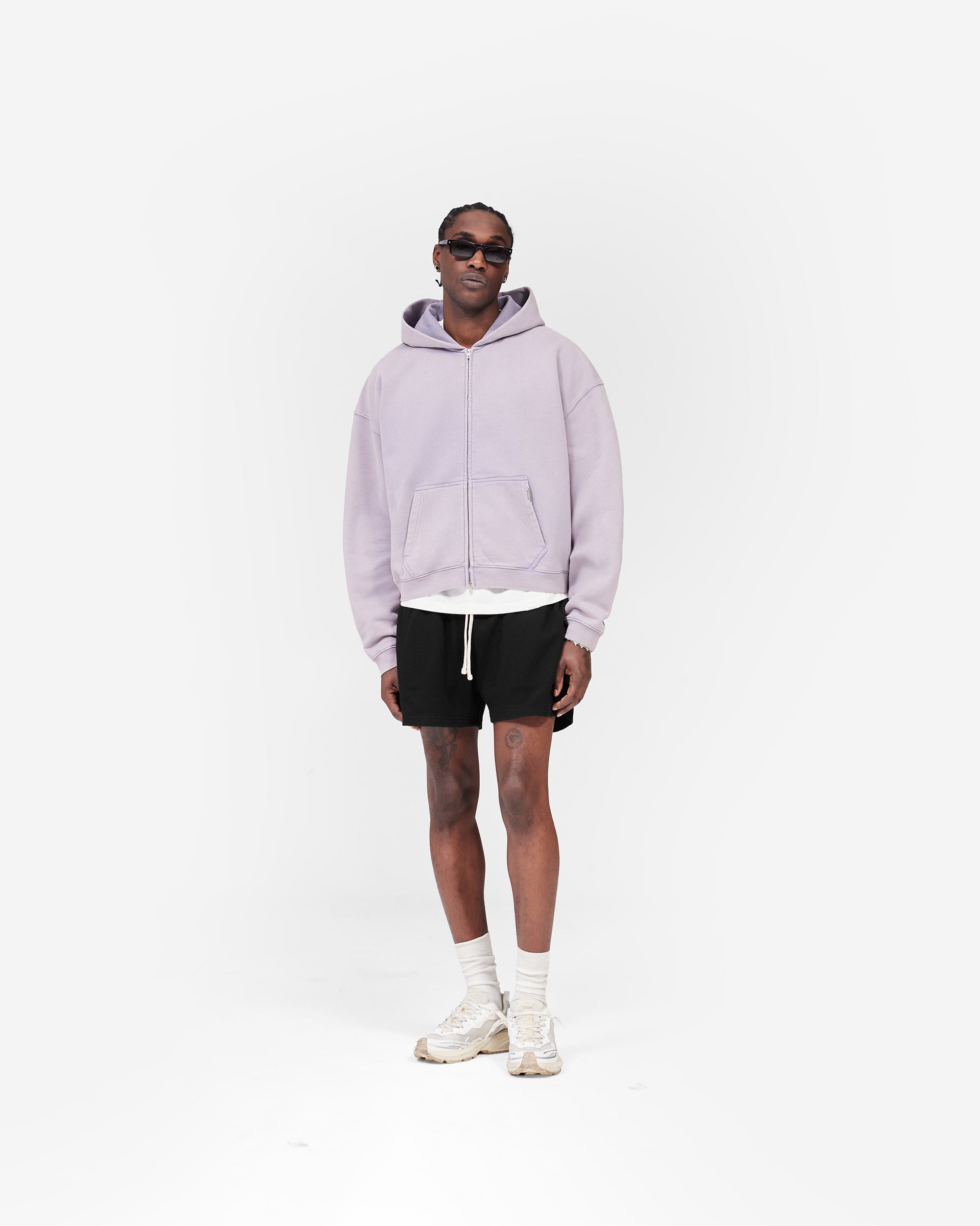 Initial Boxy Zip Through Hoodie - Mist
