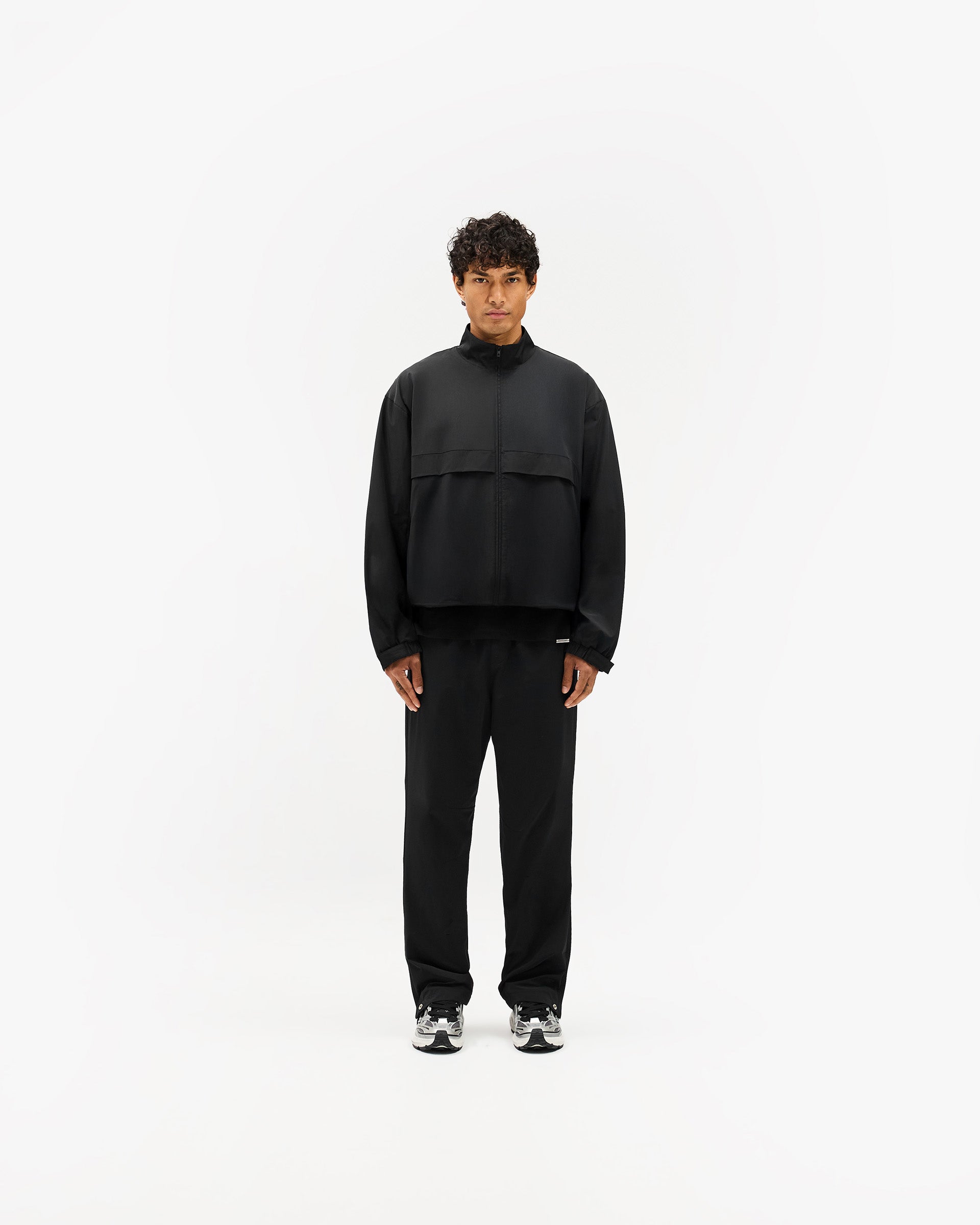 Initial Nylon Track Jacket - Black