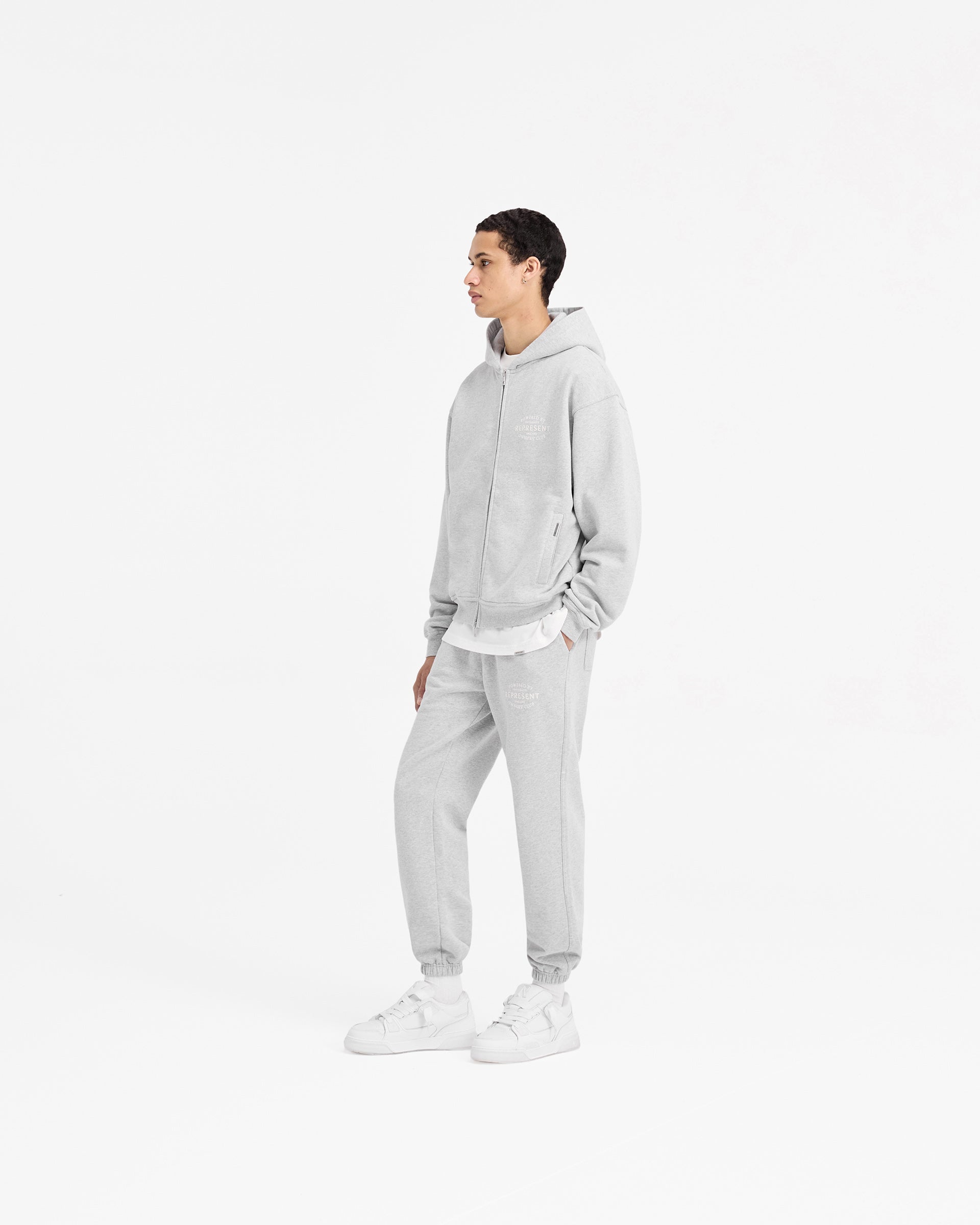 Represent Owners Club Stamp Zip Up Hoodie - Ash Grey