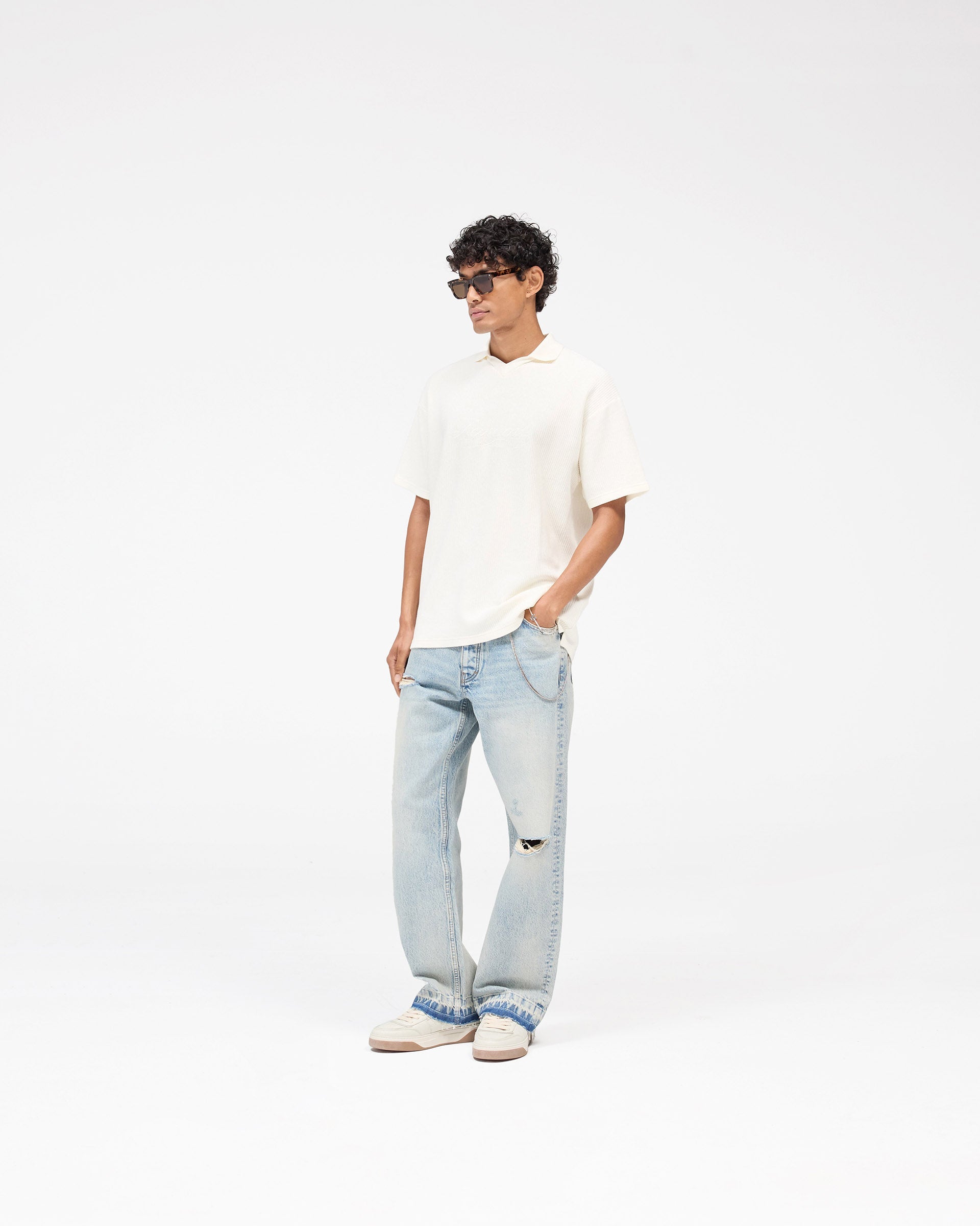 Ribbed Polo - Aged White