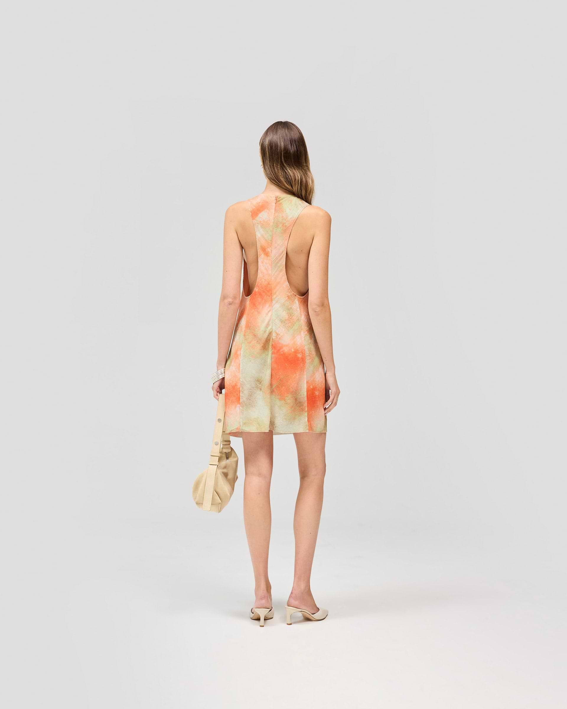 Illusion Mini Dress - Forest Print Orange