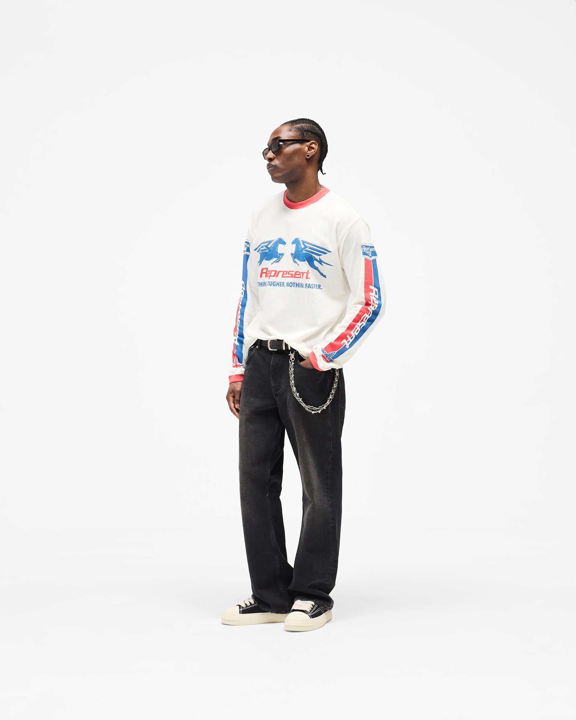 Mesh Pegasus Long Sleeve T-Shirt - Flat White