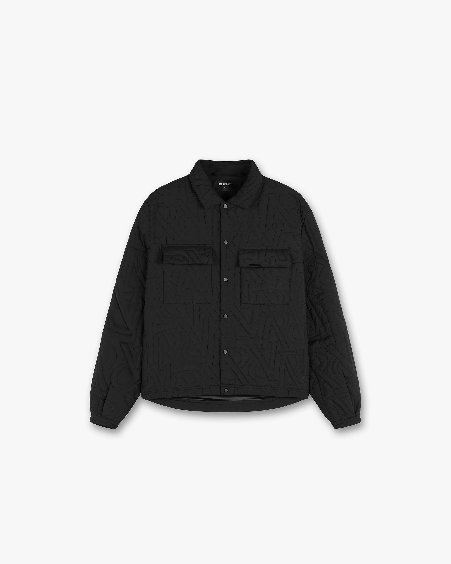 Initial Quilted Overshirt - Black