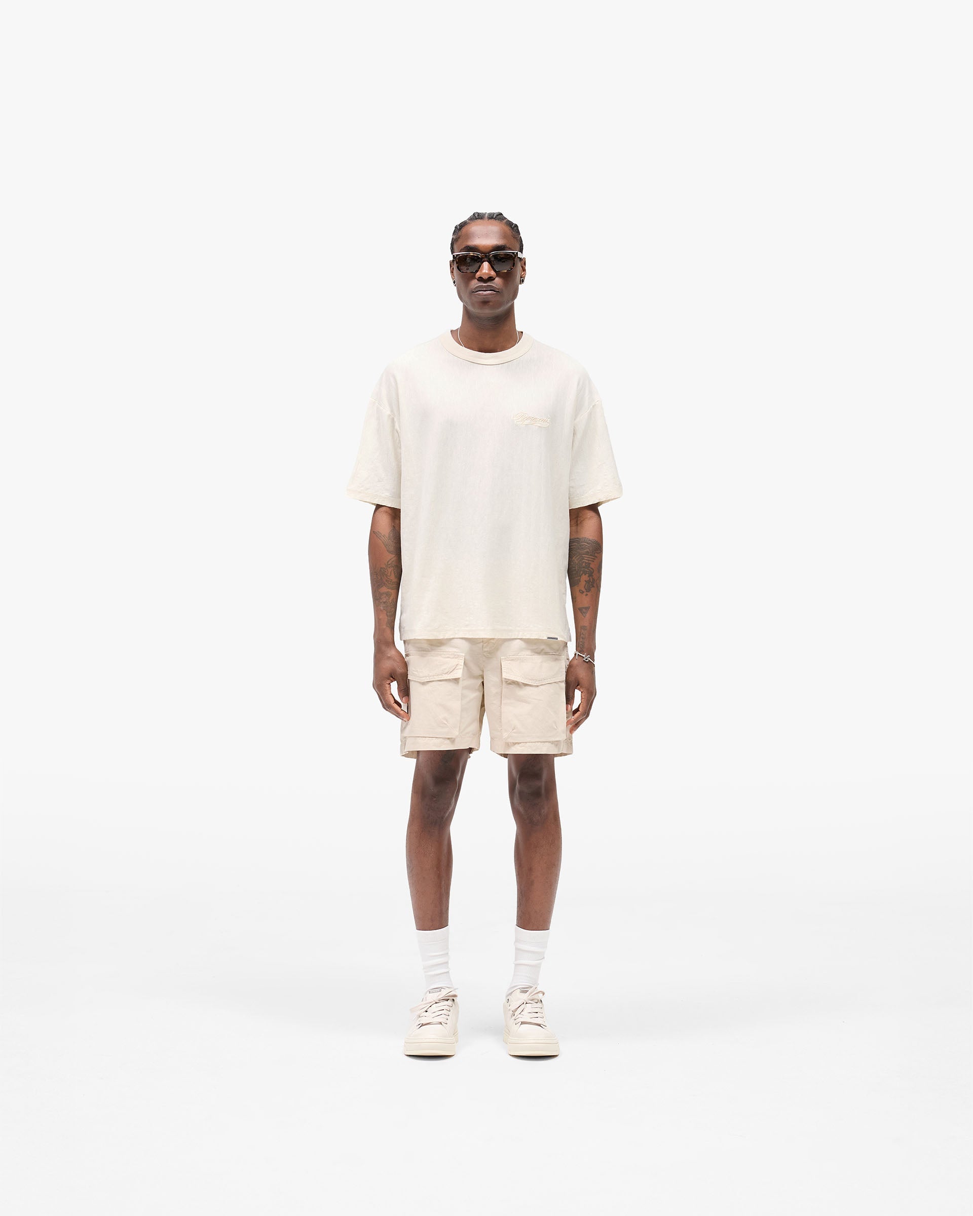 Slub Script T-Shirt - Aged White