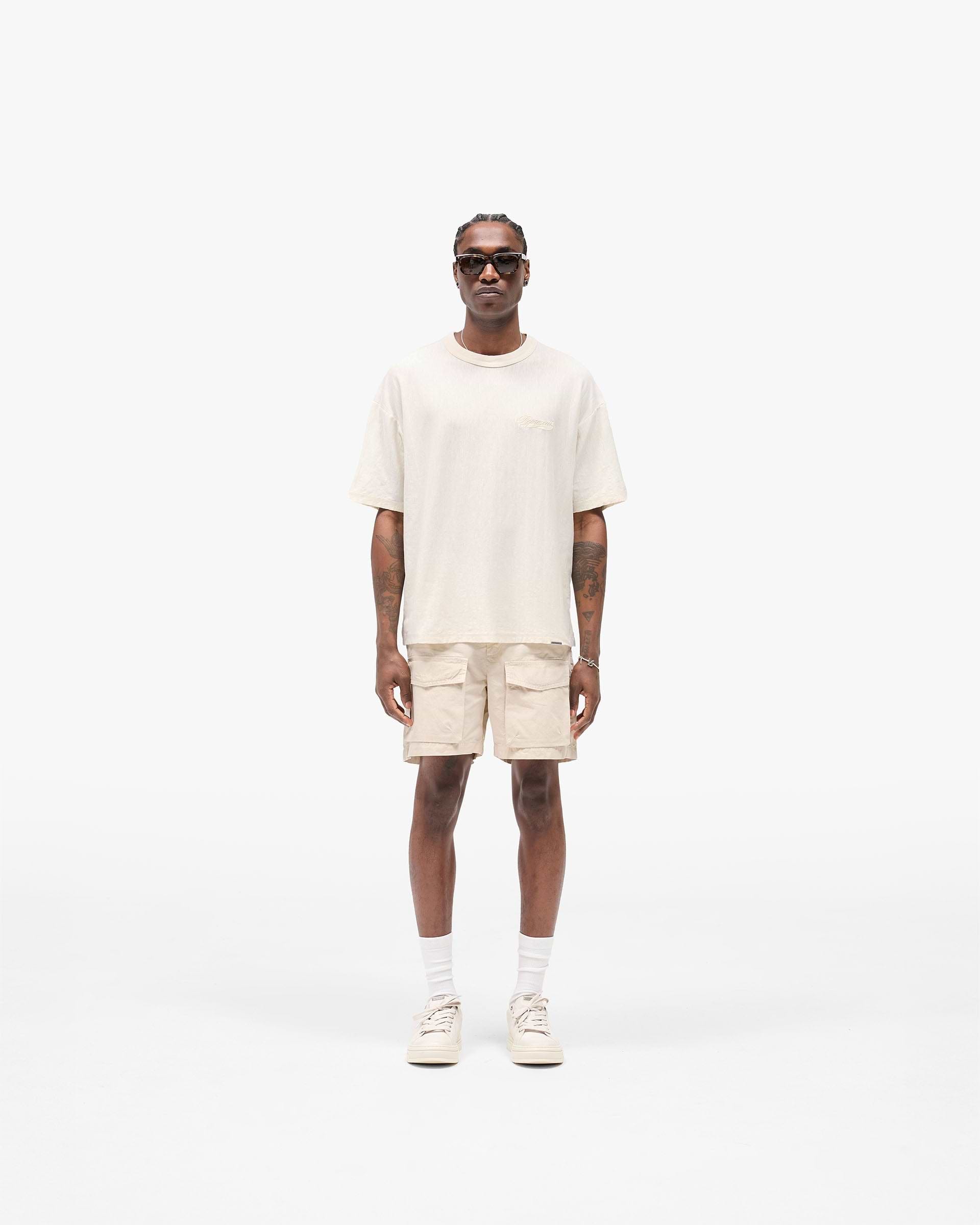 Slub Script T-Shirt - Aged White