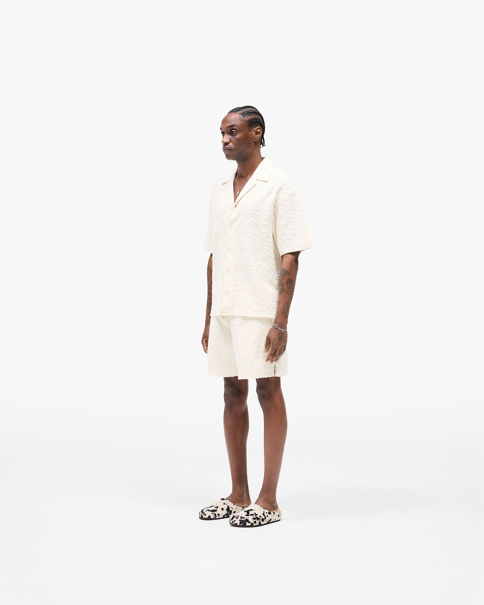 All Over Print Towel Shirt - Aged White