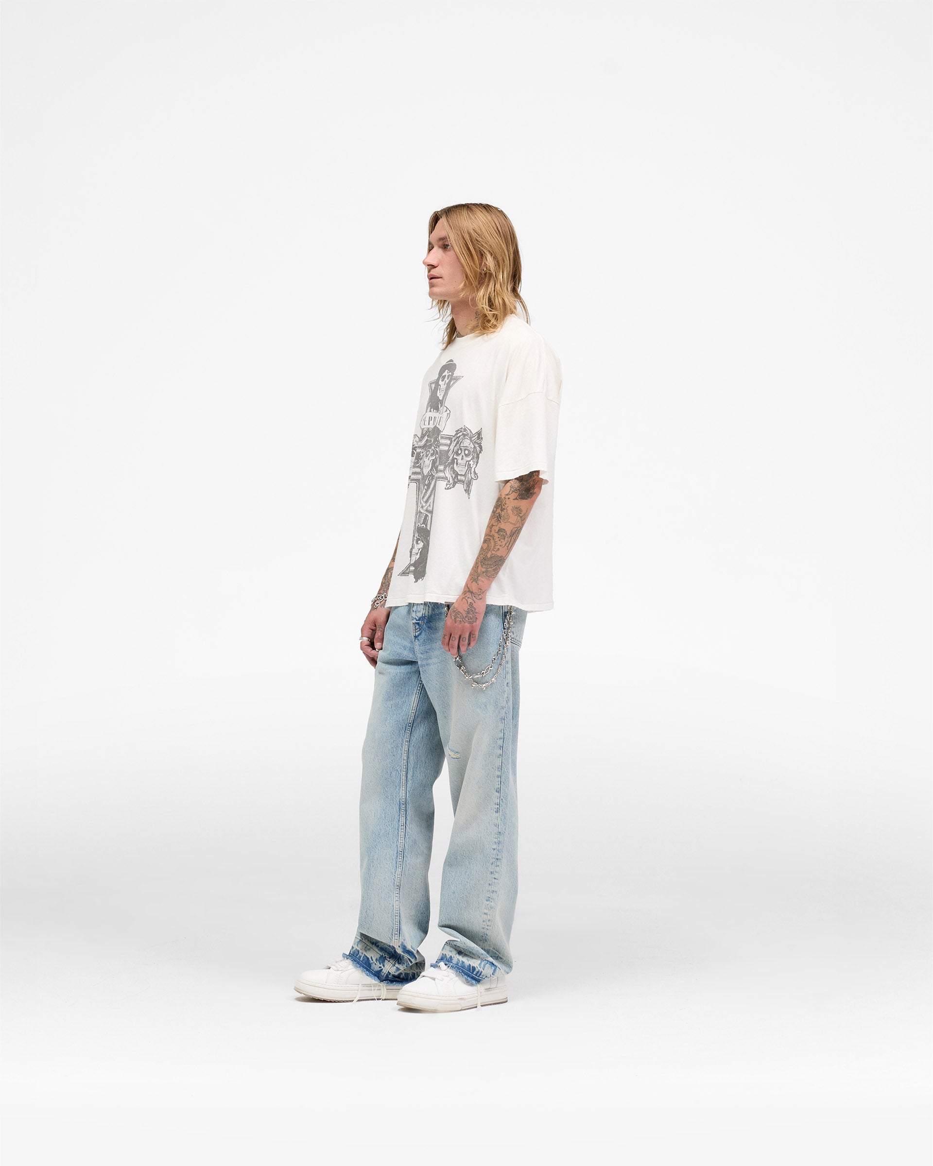 Represent X Guns N' Roses Cross T-Shirt - Washed Ecru