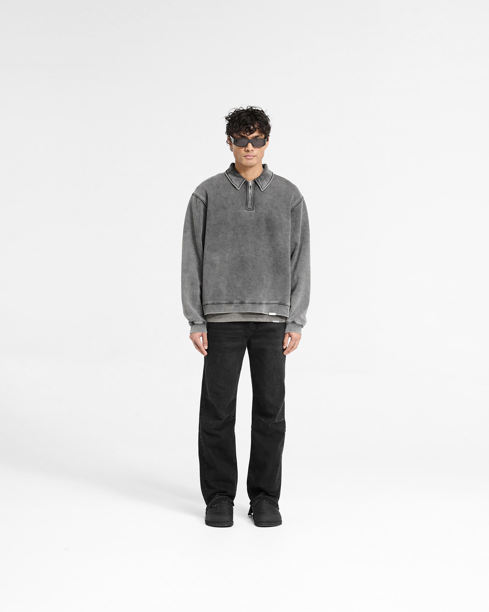 Initial Boxy Quarter Zip - Vintage Grey