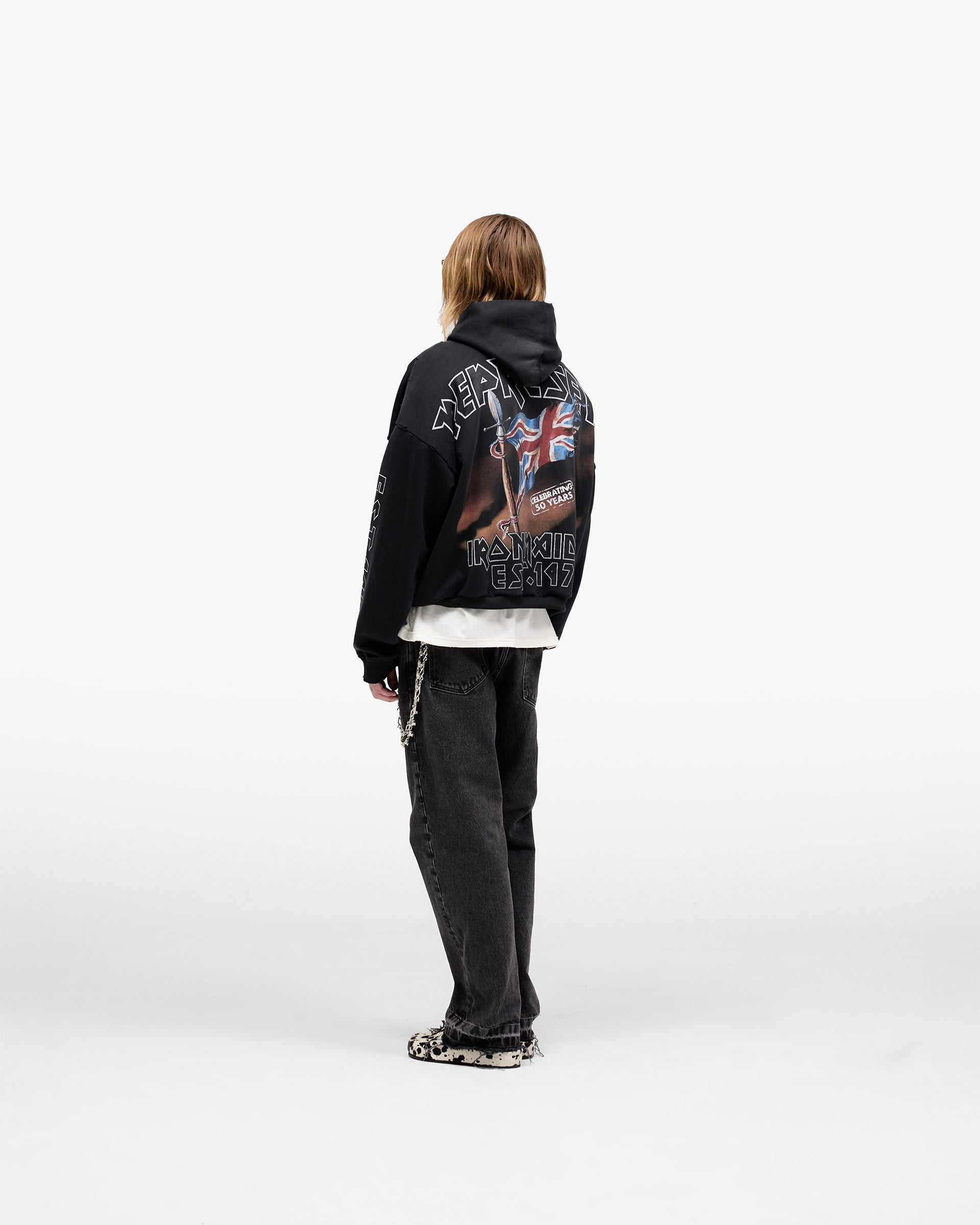 Represent X Iron Maiden Steed Hoodie - Stained Black