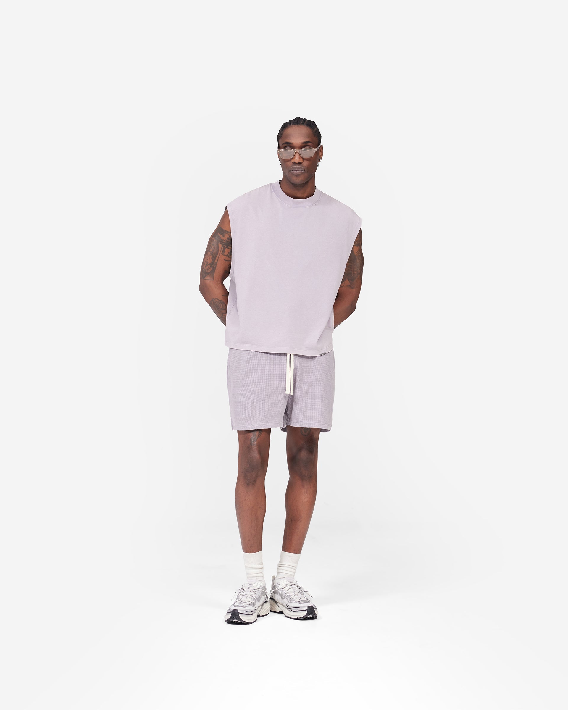Initial Waffle Shorts- Mist