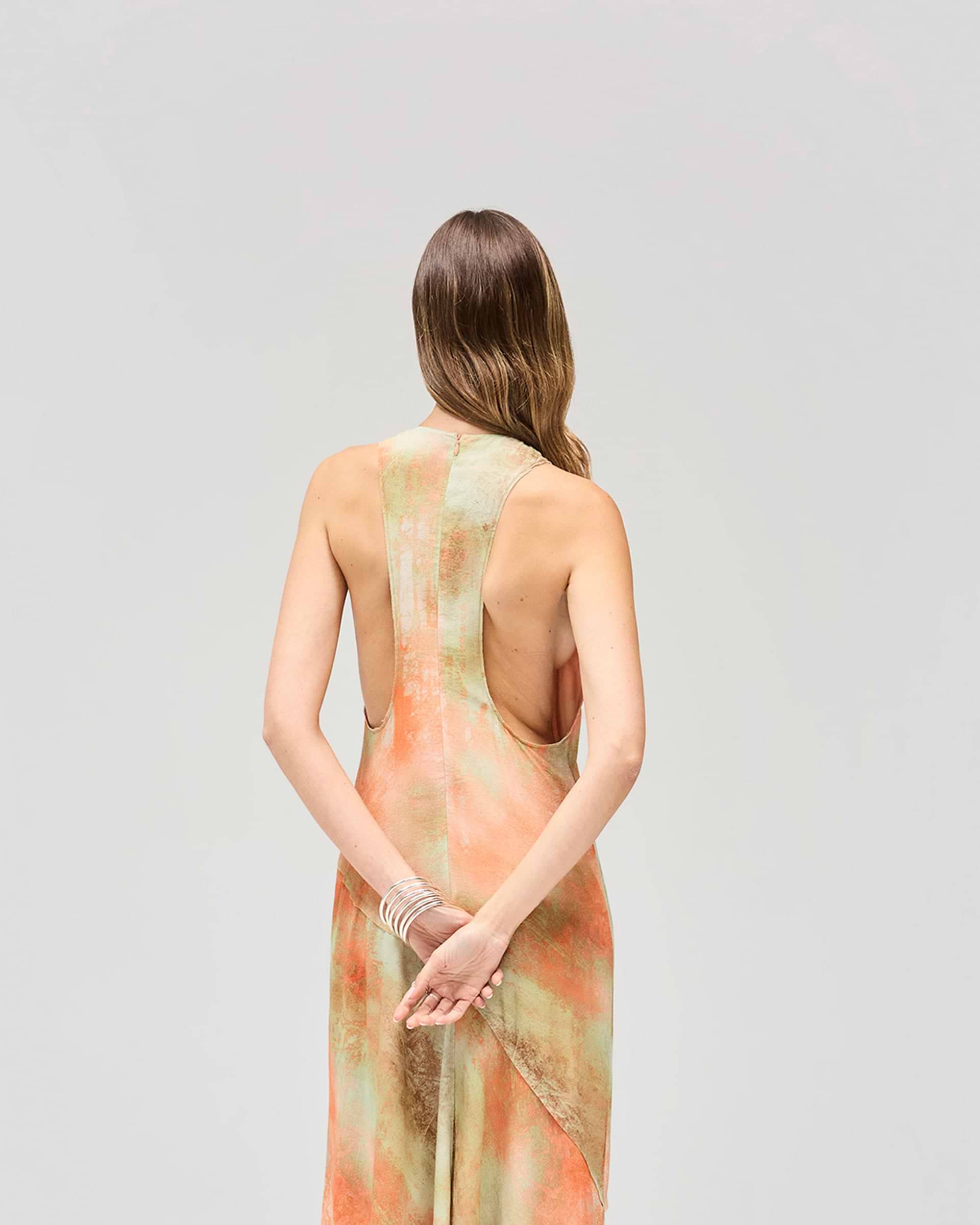 Illusion Maxi Dress - Forest Print Orange