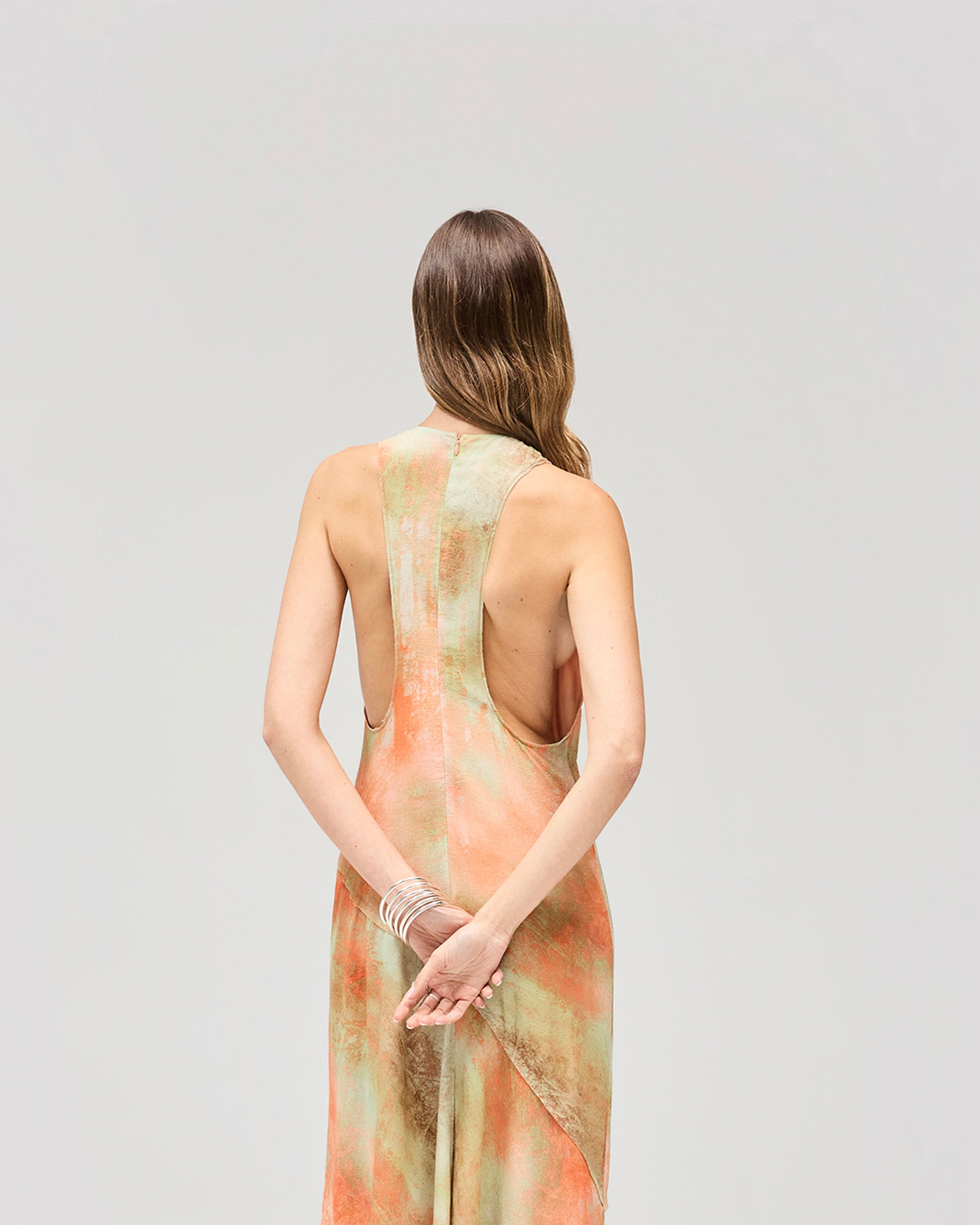 Illusion Maxi Dress - Forest Print Orange