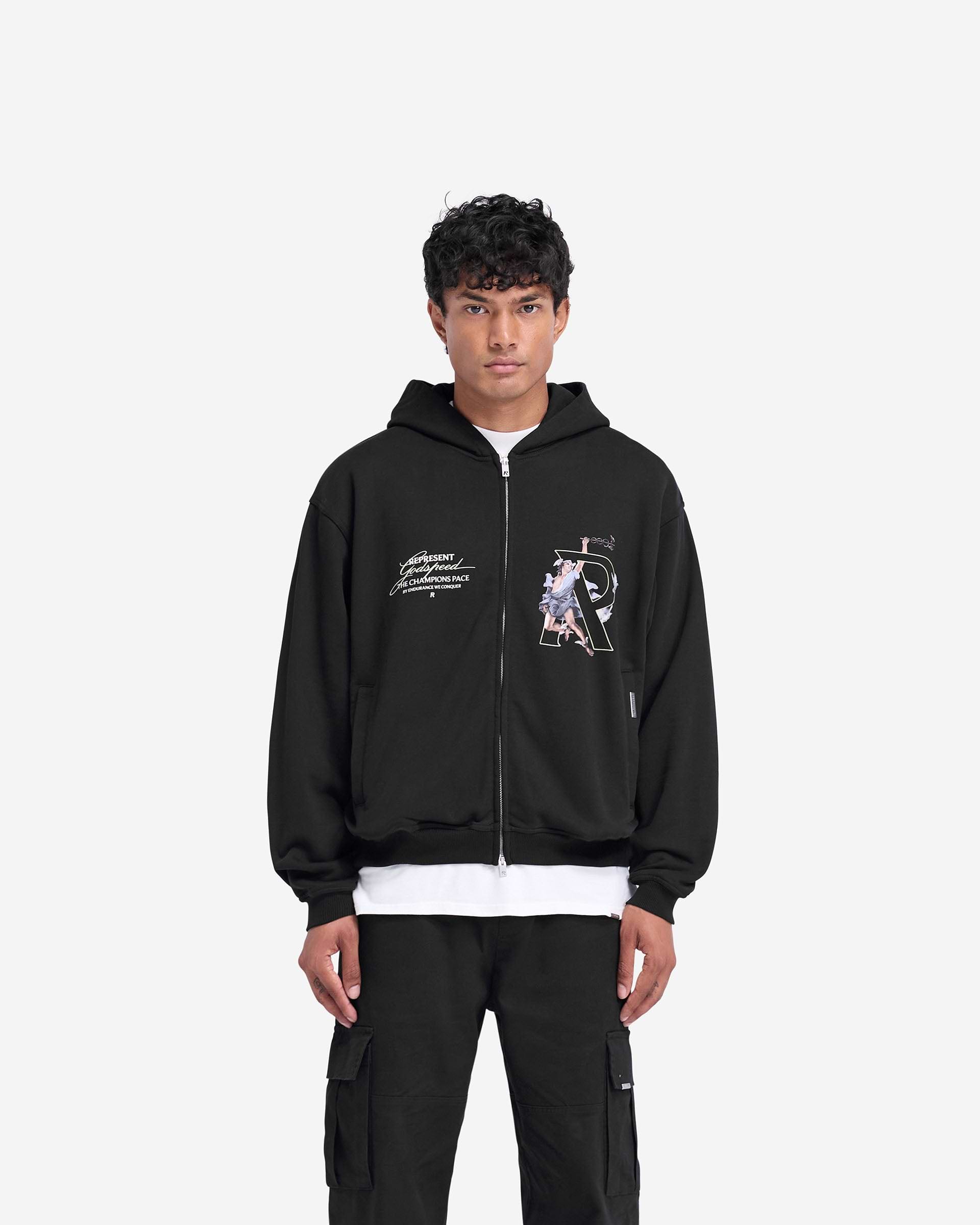 Hermes Zip Hoodie - Jet Black | REPRESENT