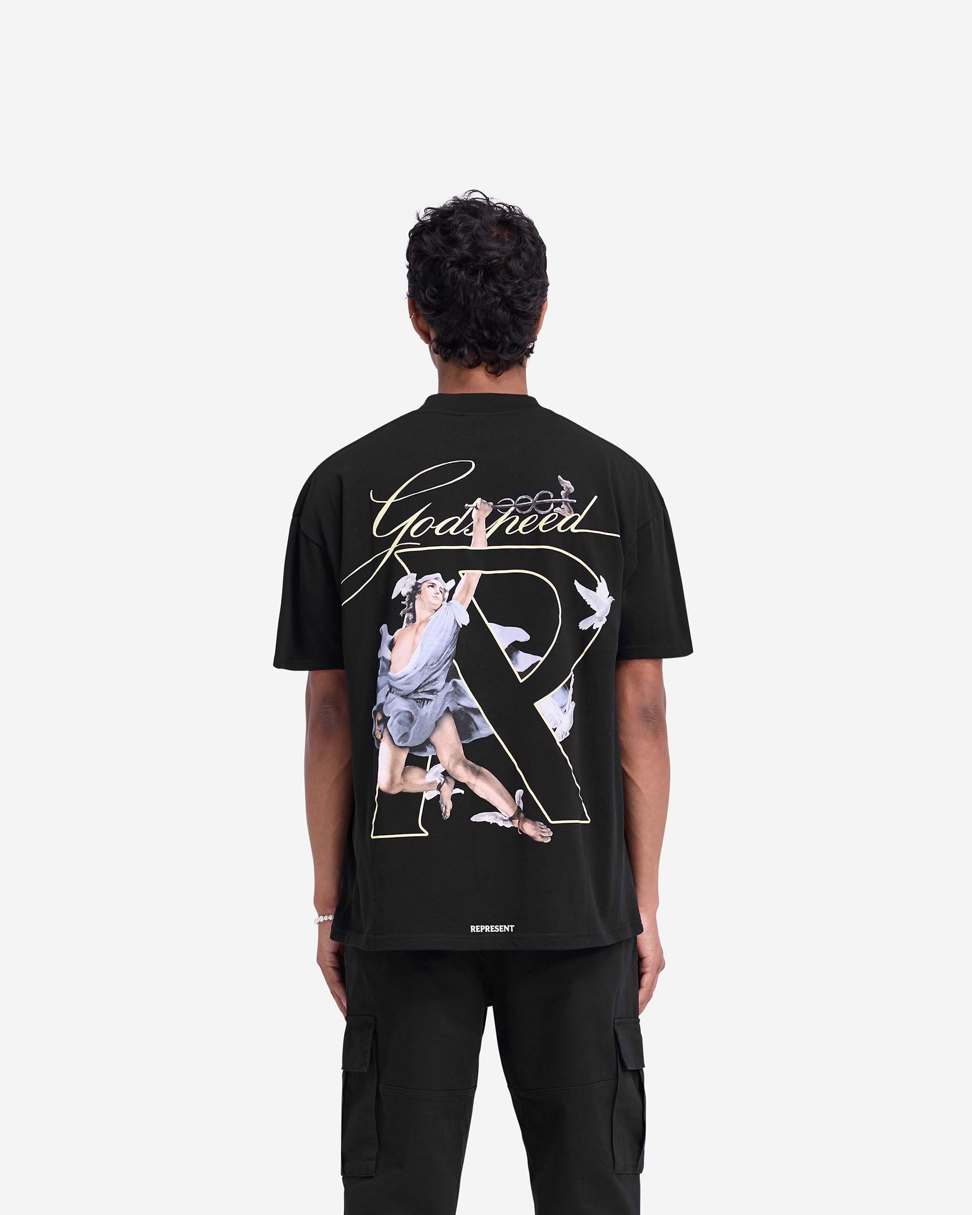 HERMES Tシャツ デザインTシャツ ブラック Hermes T-shirt with leather detail Marine