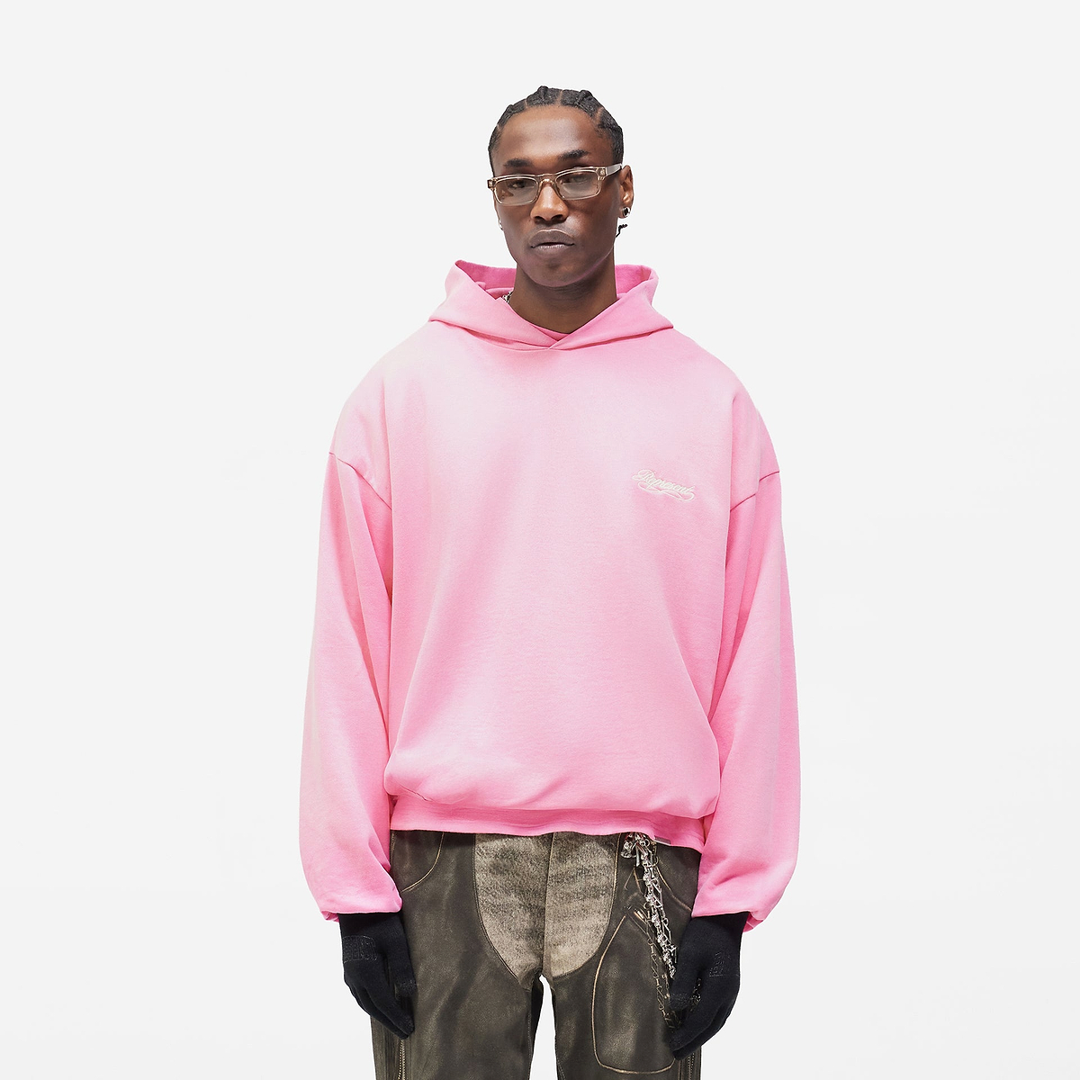 Pink Dual Layer Script Hoodie | Mens Hoodies | REPRESENT