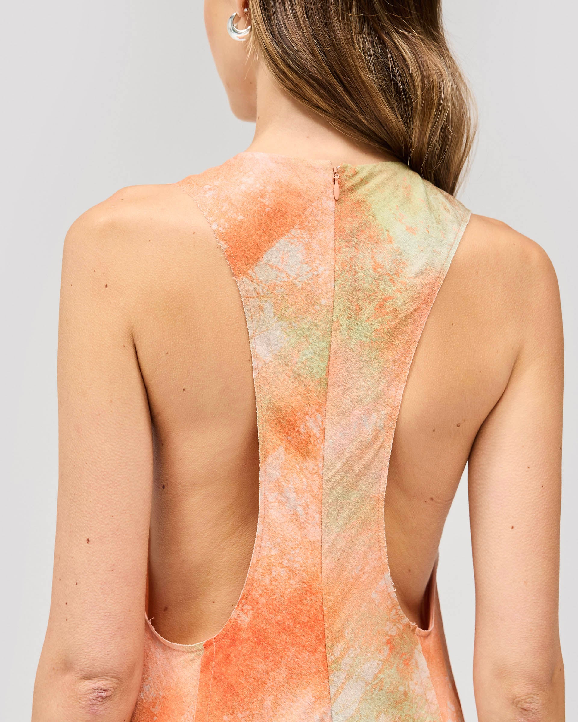 Illusion Mini Dress - Forest Print Orange