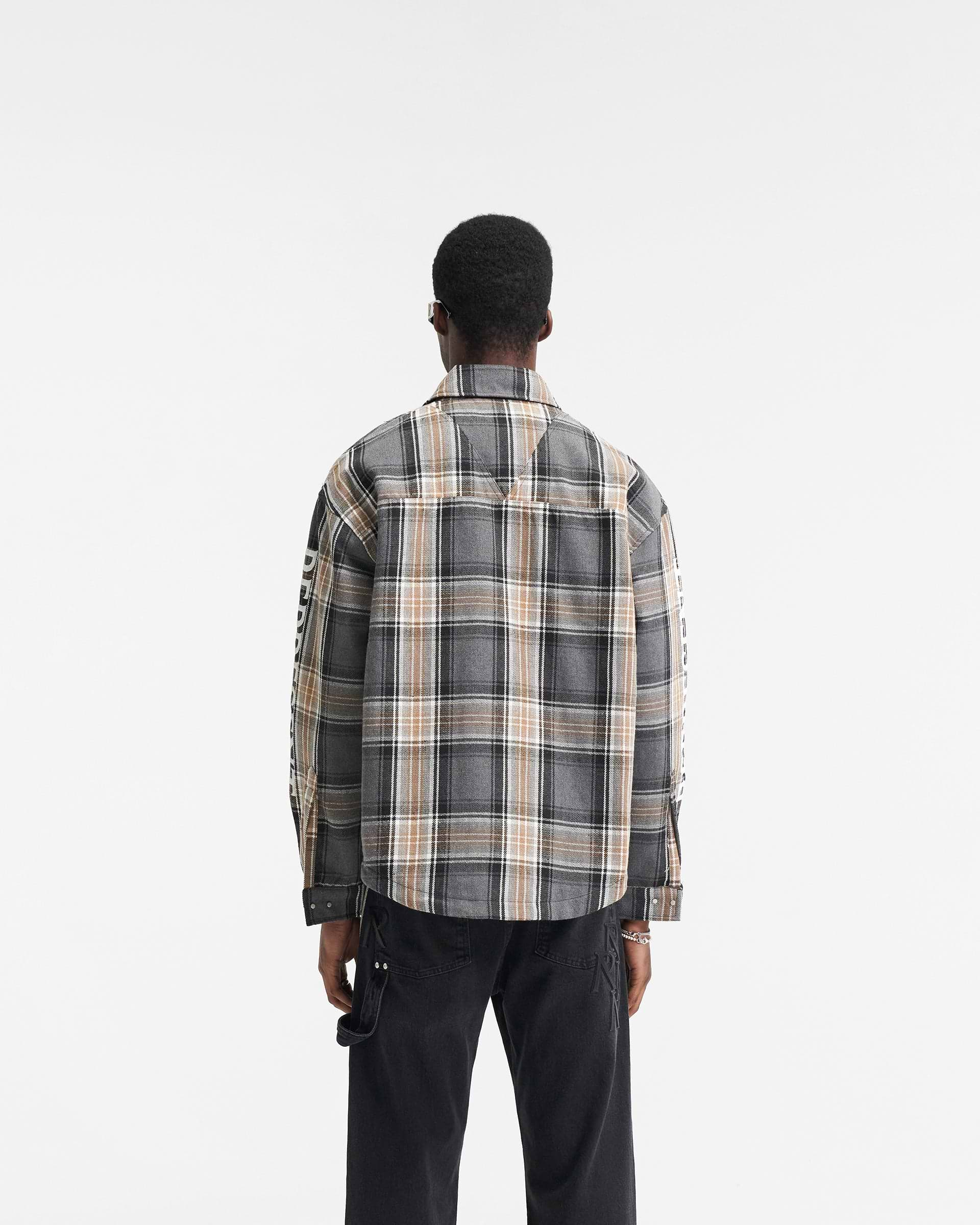 Quilted Flannel Overshirt - Grey Check