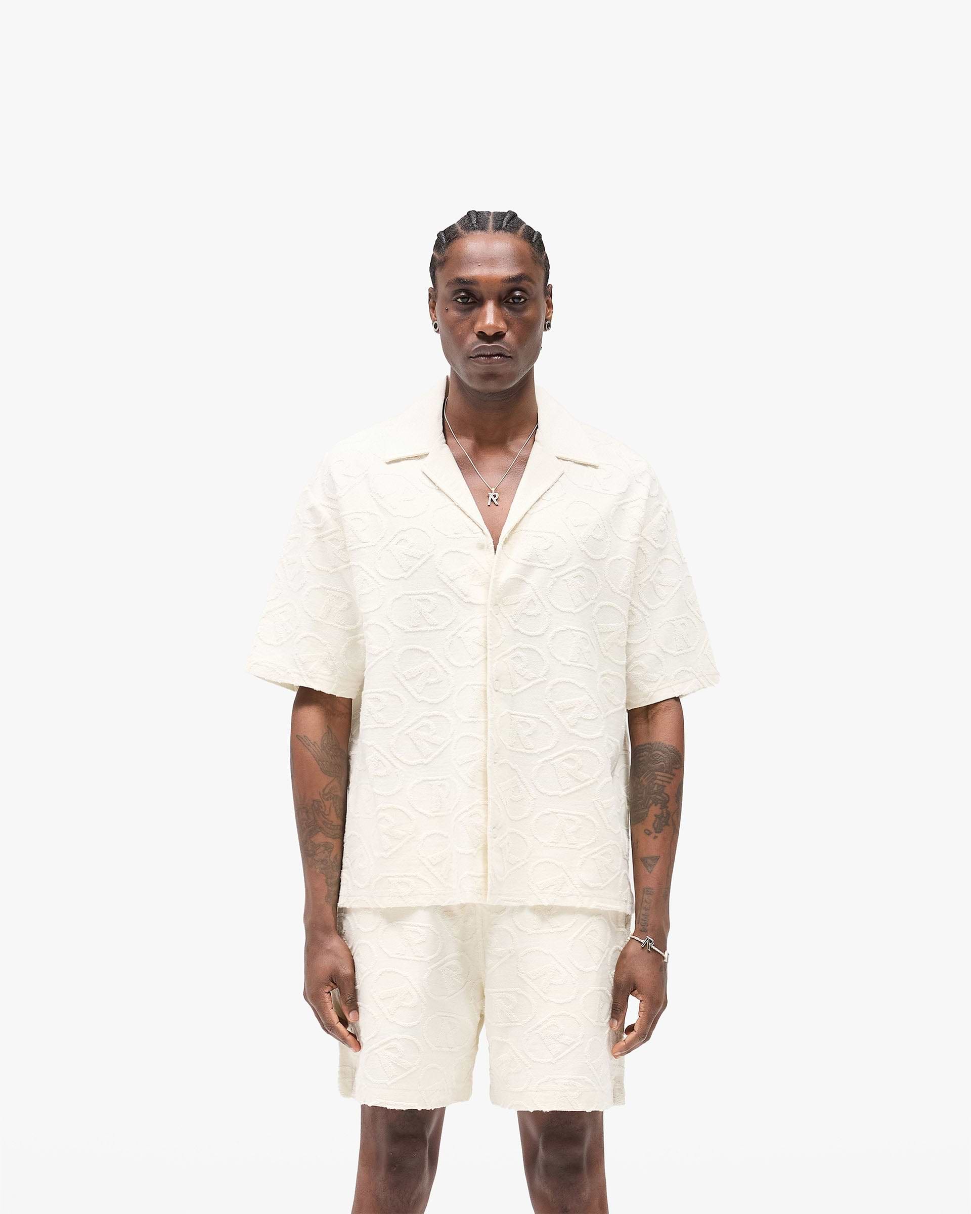 All Over Print Towel Shirt - Aged White