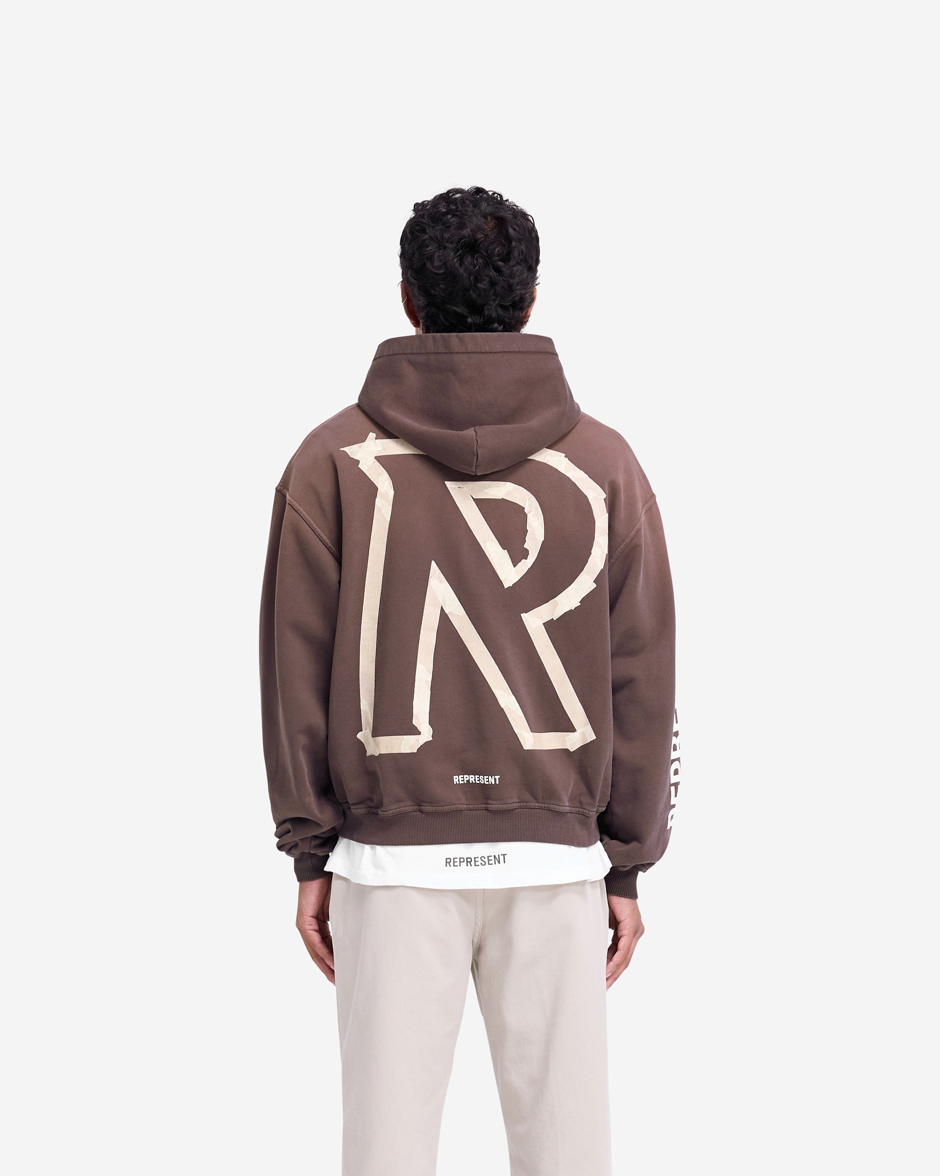 Masking Tape Initial Zip Hoodie - Cedar