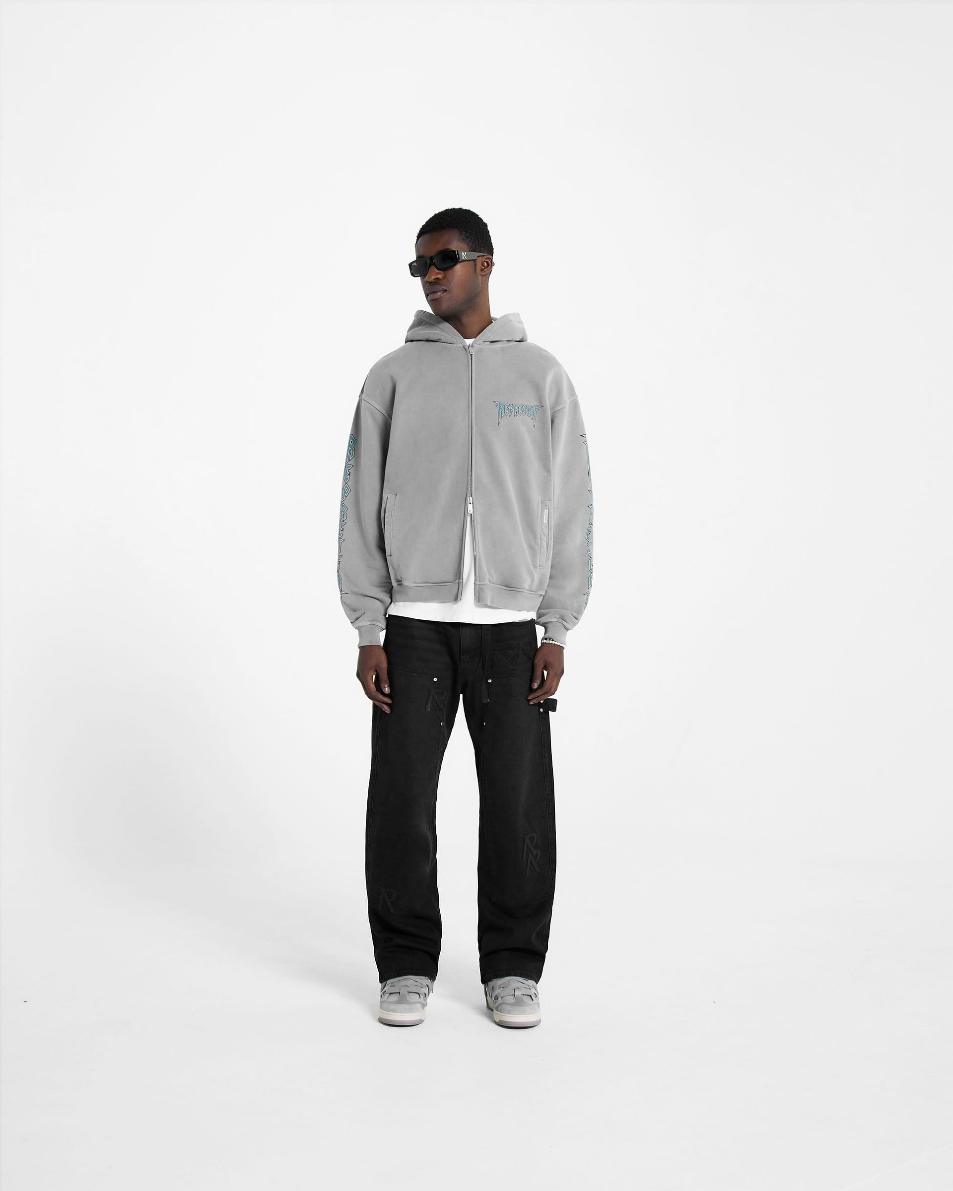 Rock Logo Zip Up Hoodie - Ultimate Grey