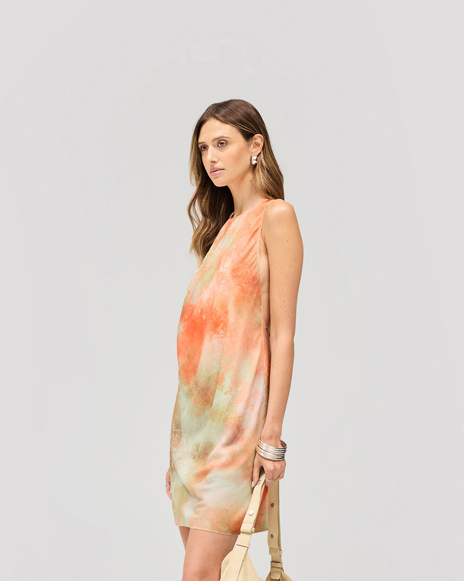 Illusion Mini Dress - Forest Print Orange