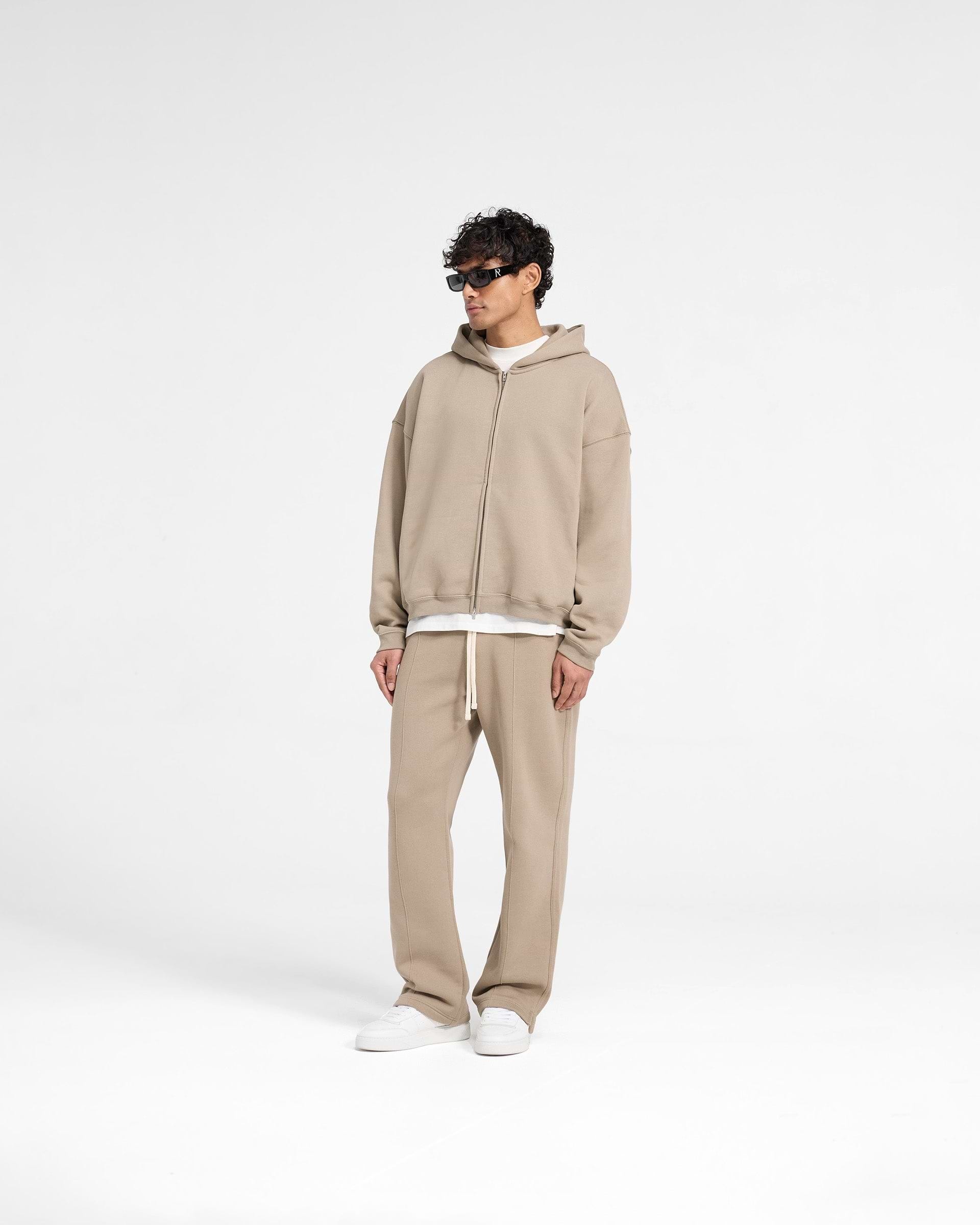 Initial Boxy Zip Through Hoodie - Dune