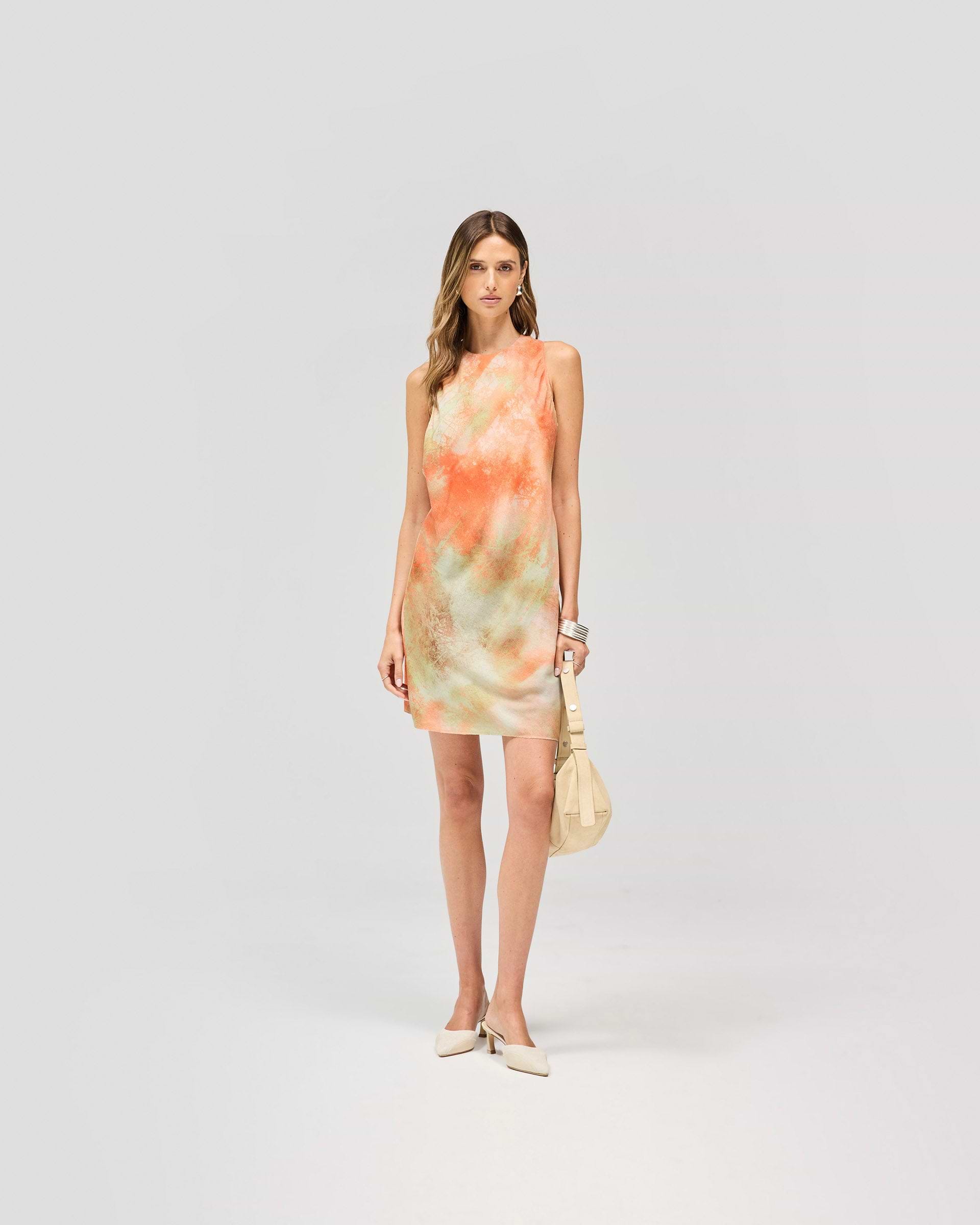 Illusion Mini Dress - Forest Print Orange