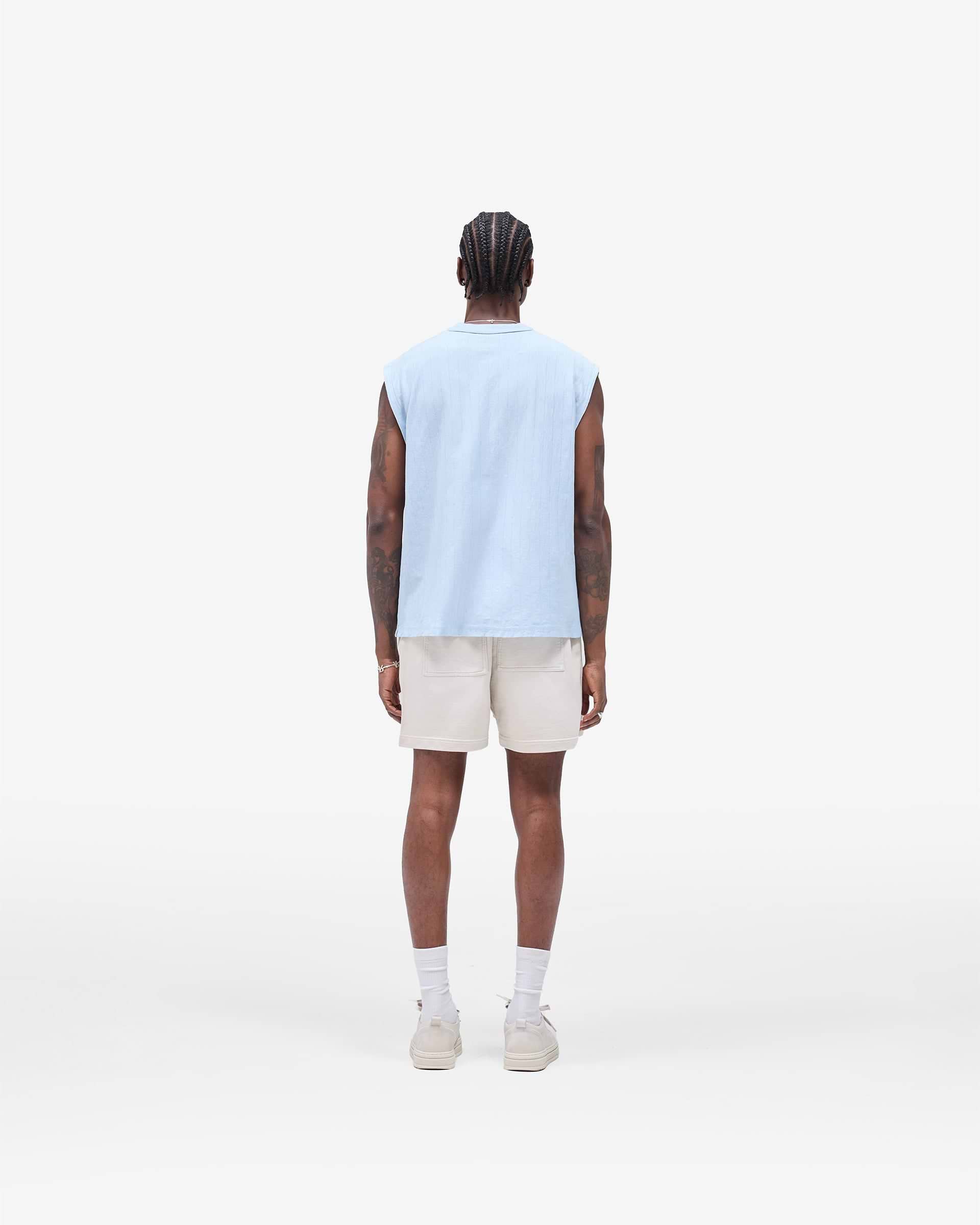 Slub Script Tank - Ice Blue