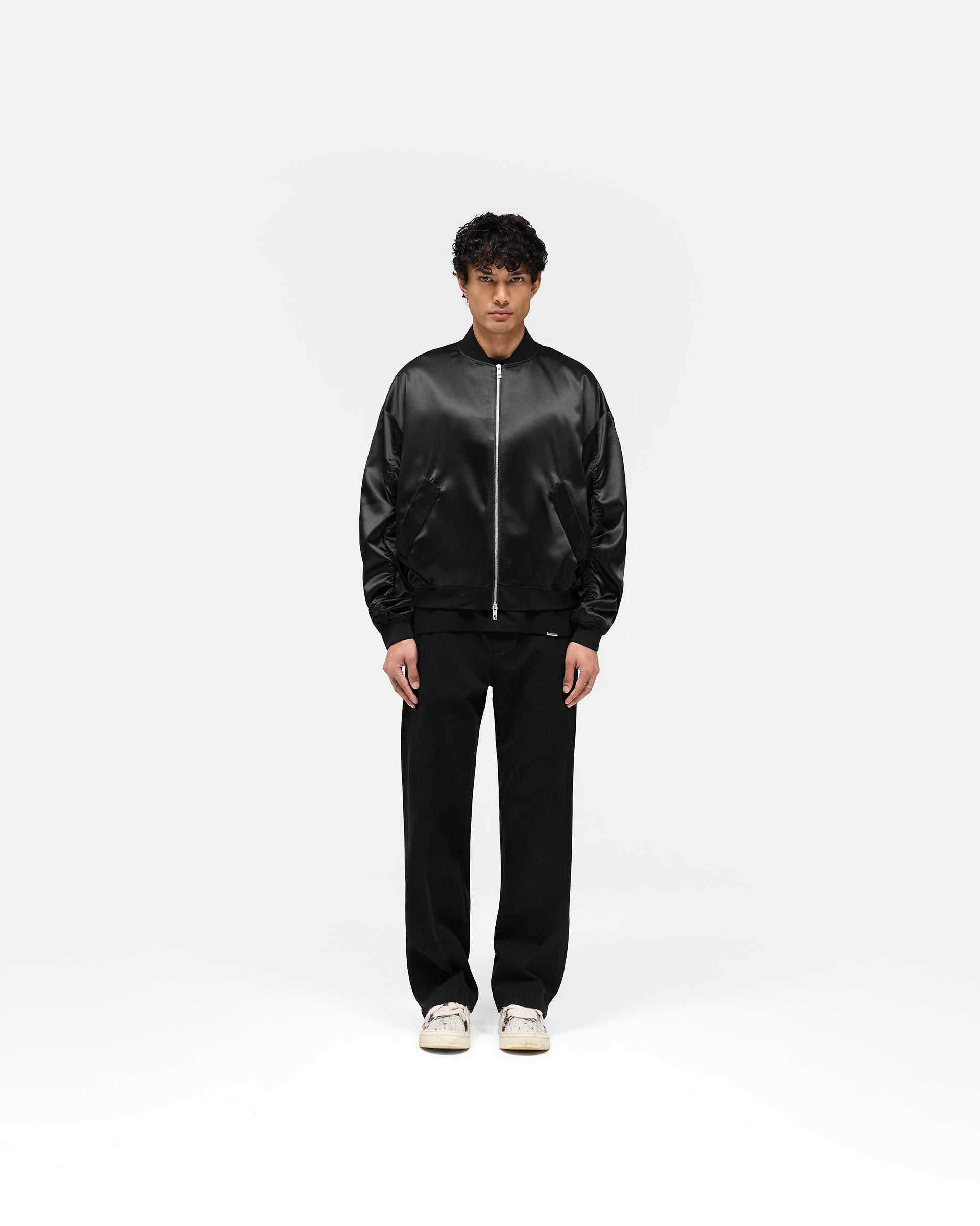 Satin Bomber - Black
