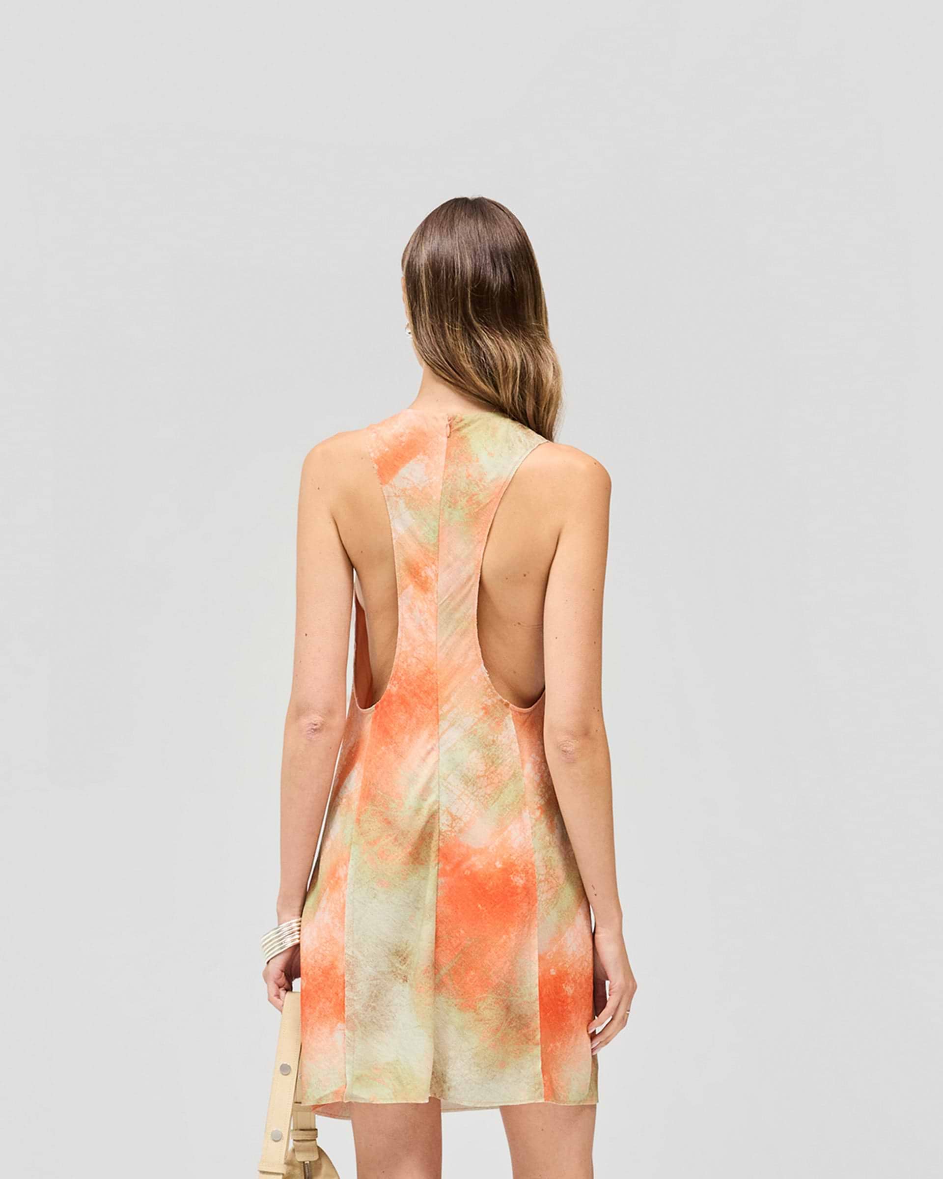 Illusion Mini Dress - Forest Print Orange