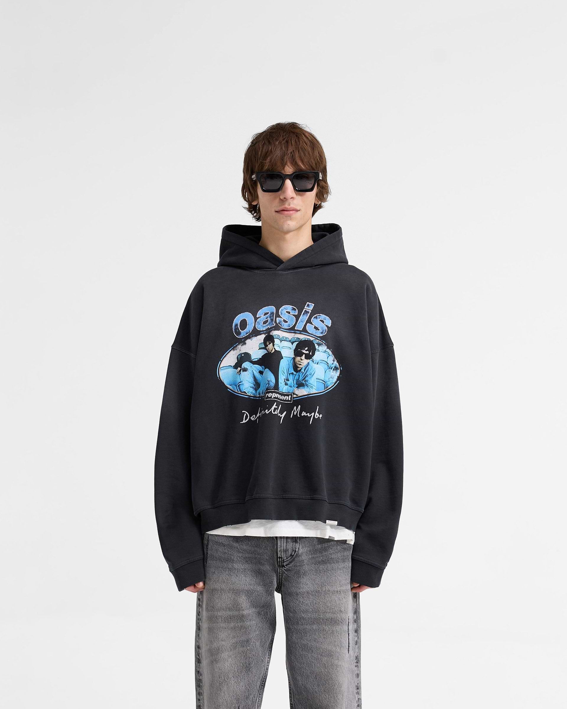 Represent X Oasis Maine Road Hoodie - Washed Black