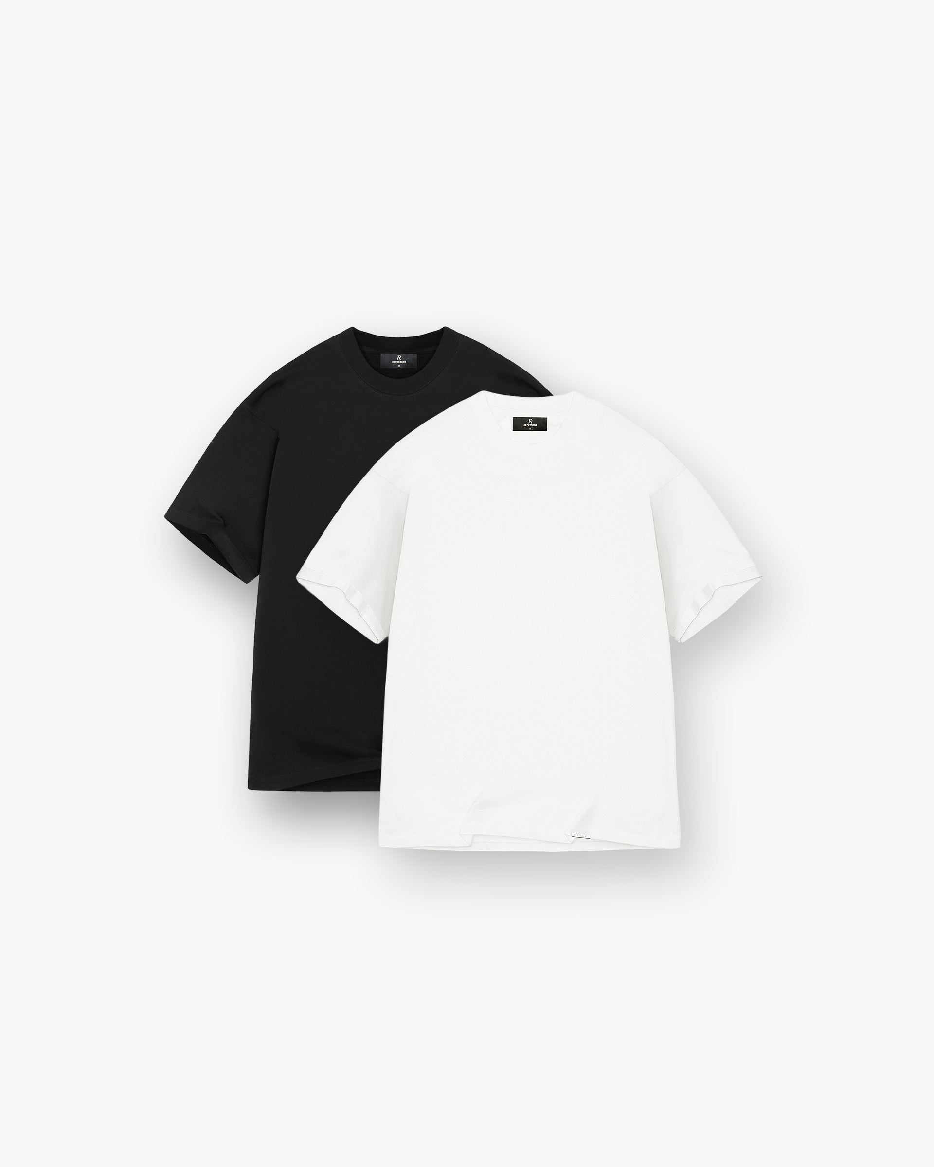 2 x Initial Oversized T-Shirt - Flat White & Black