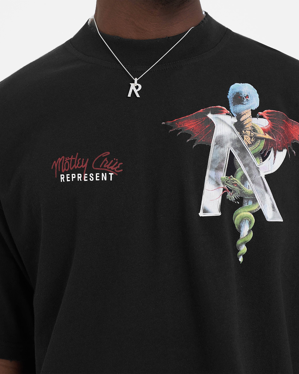 Represent x Mötley Crüe Initial T-Shirt - Off Black
