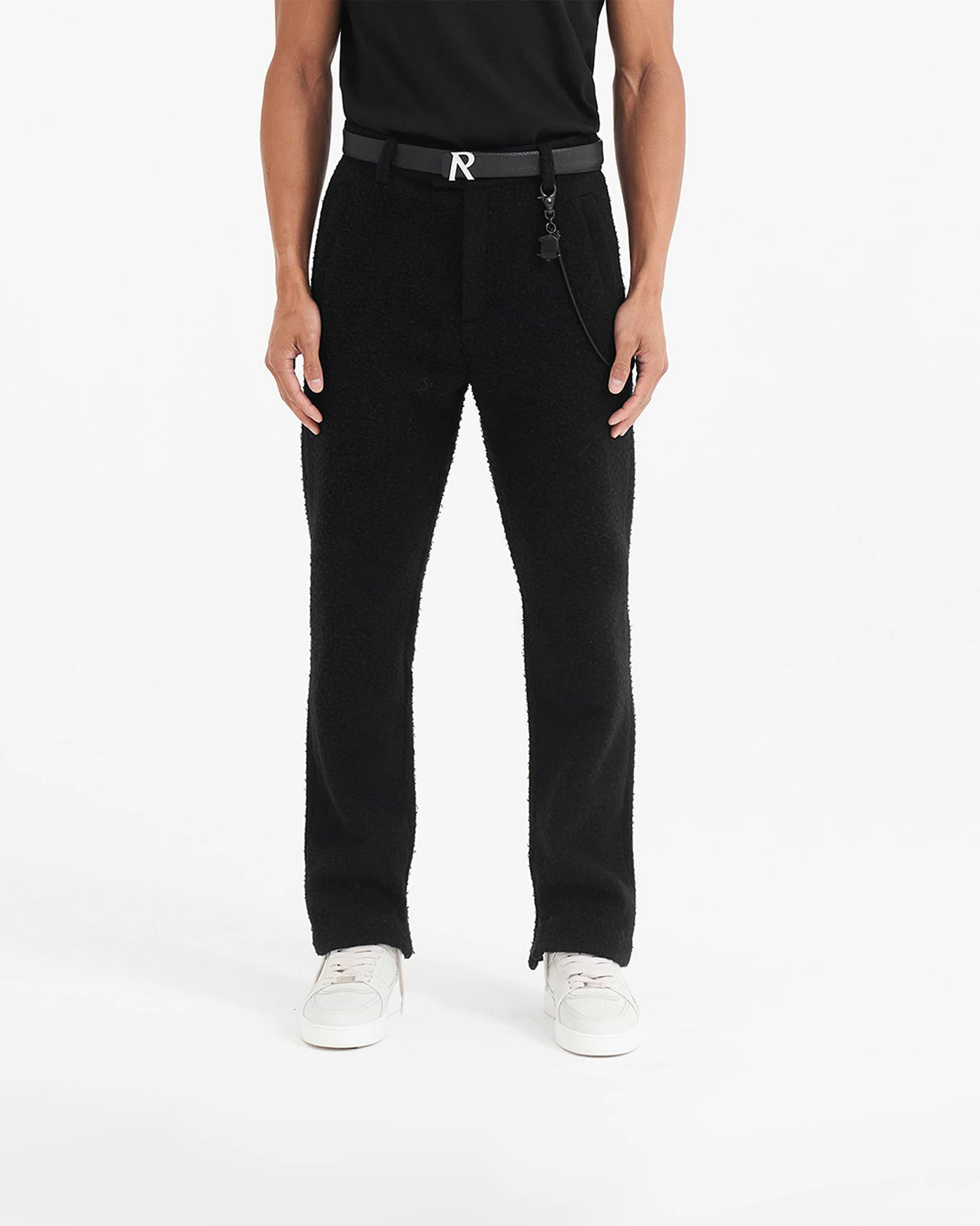 Textured Wool Tailored Pant - Black