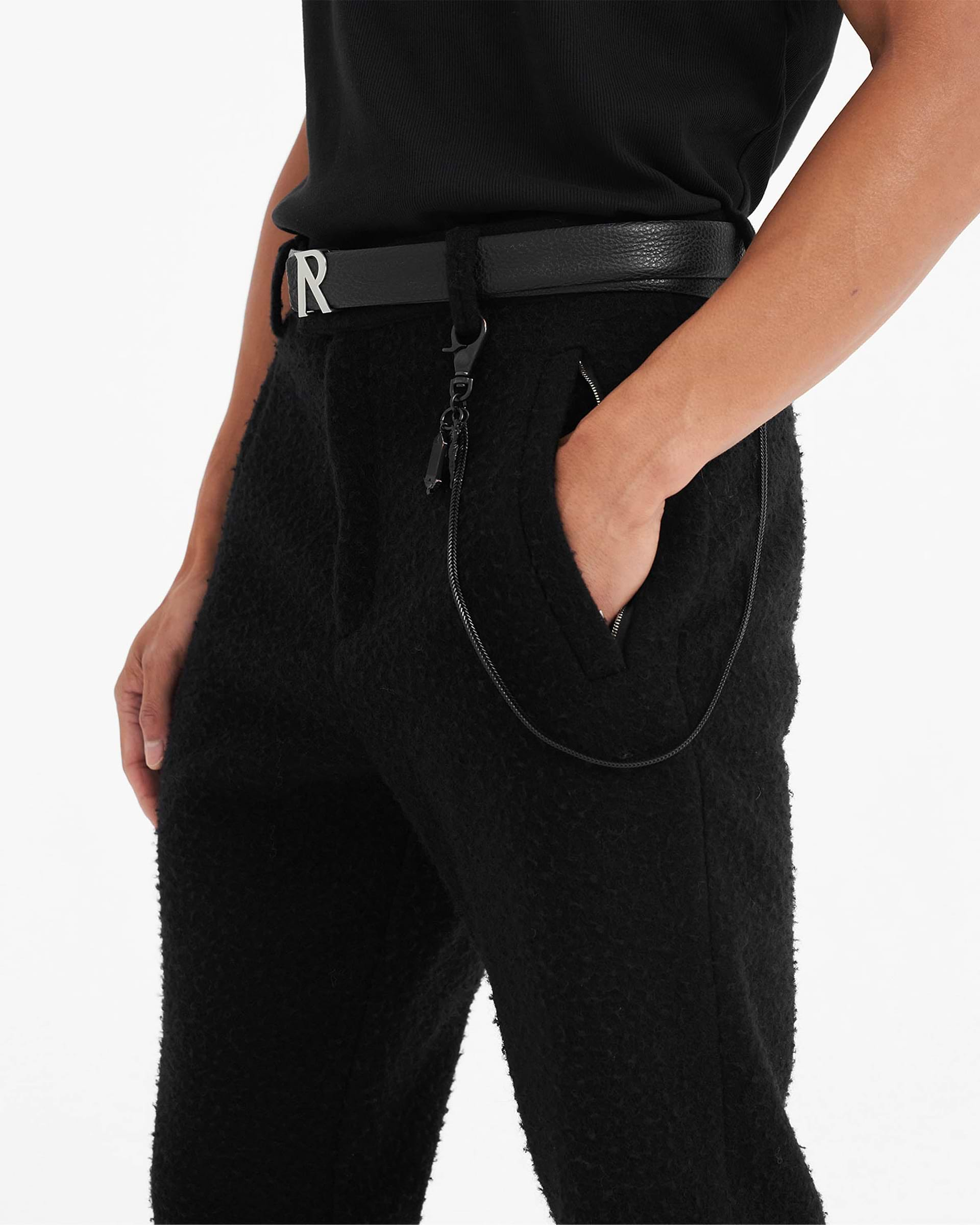 Textured Wool Tailored Pant - Black