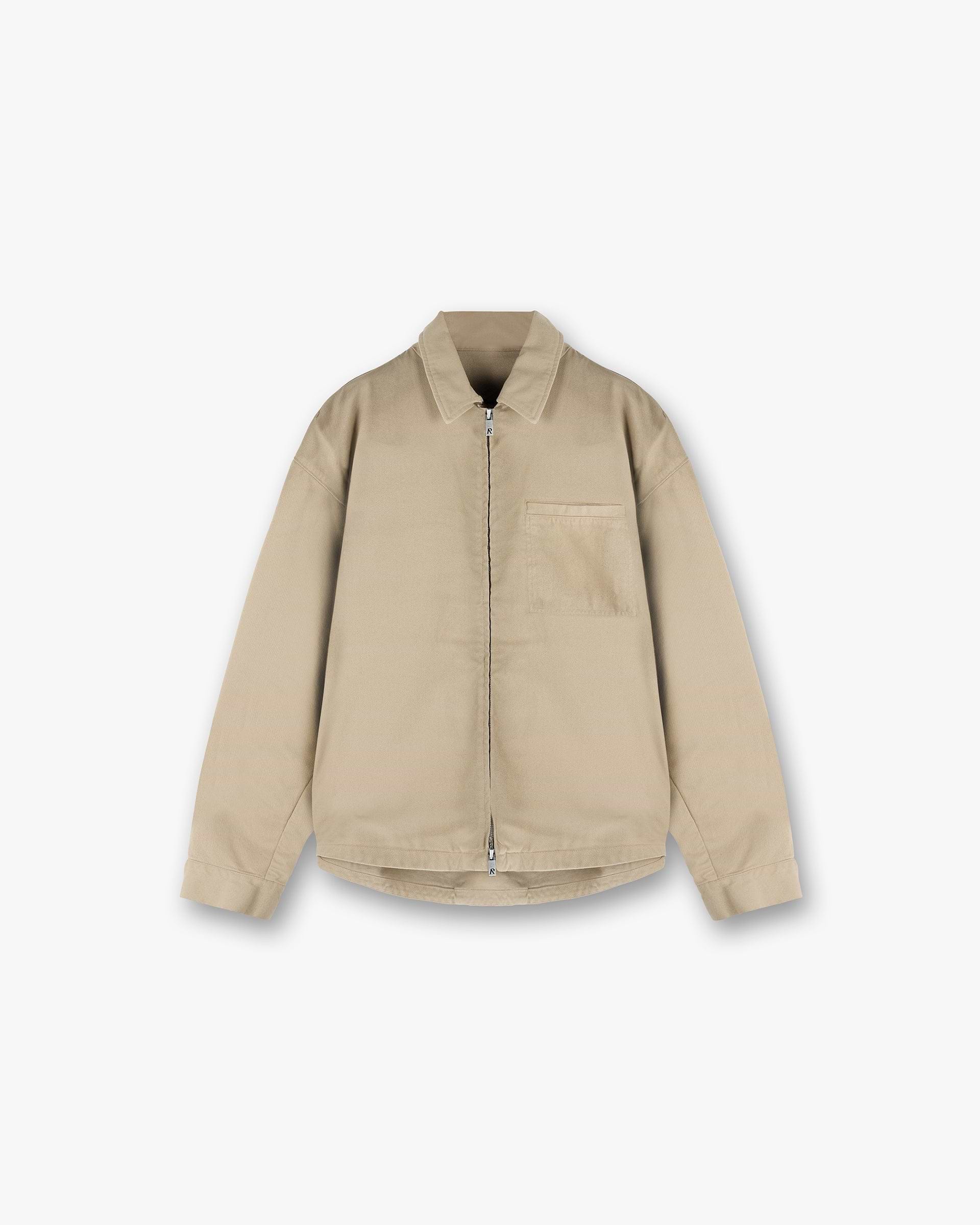Cotton Zip Through Shirt - Beige