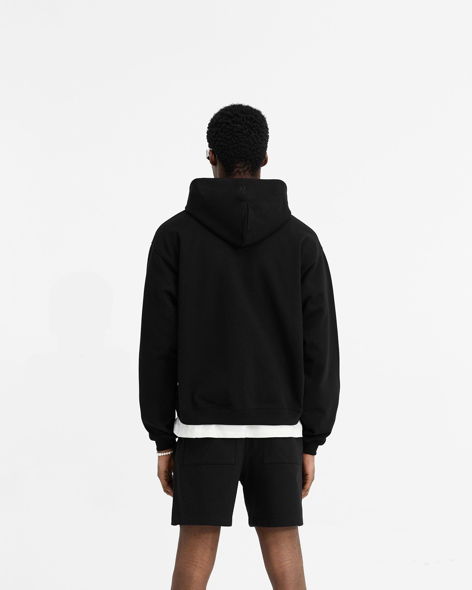Black Initial Oversize Zip Hoodie | Mens Hoodies | REPRESENT
