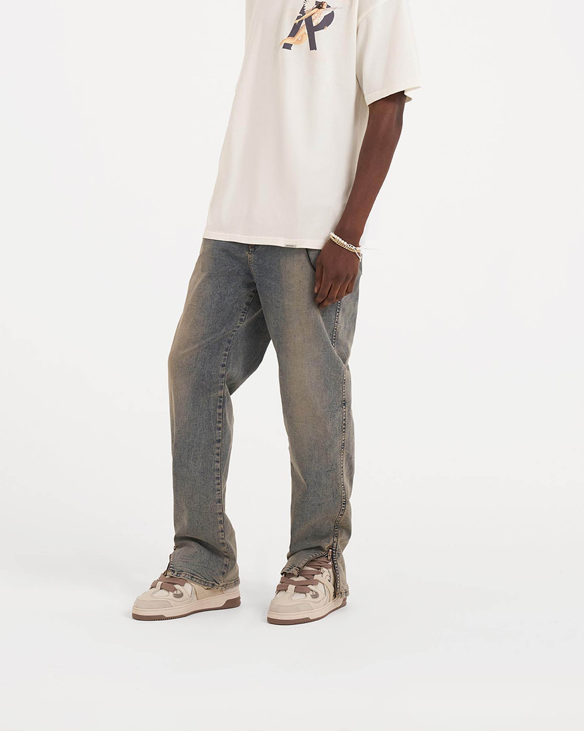 Split Denim - Blue Cream