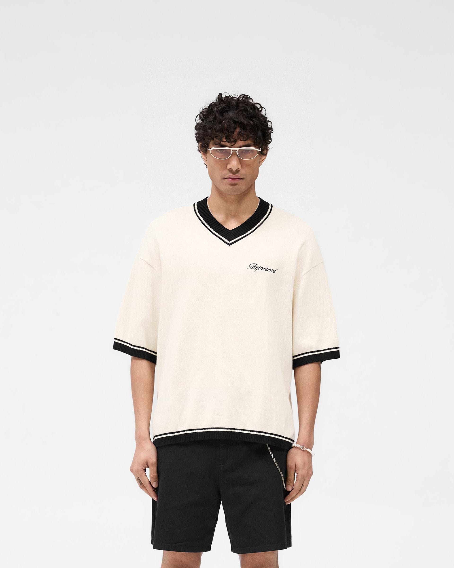 Script Embroidered Knit - Off White