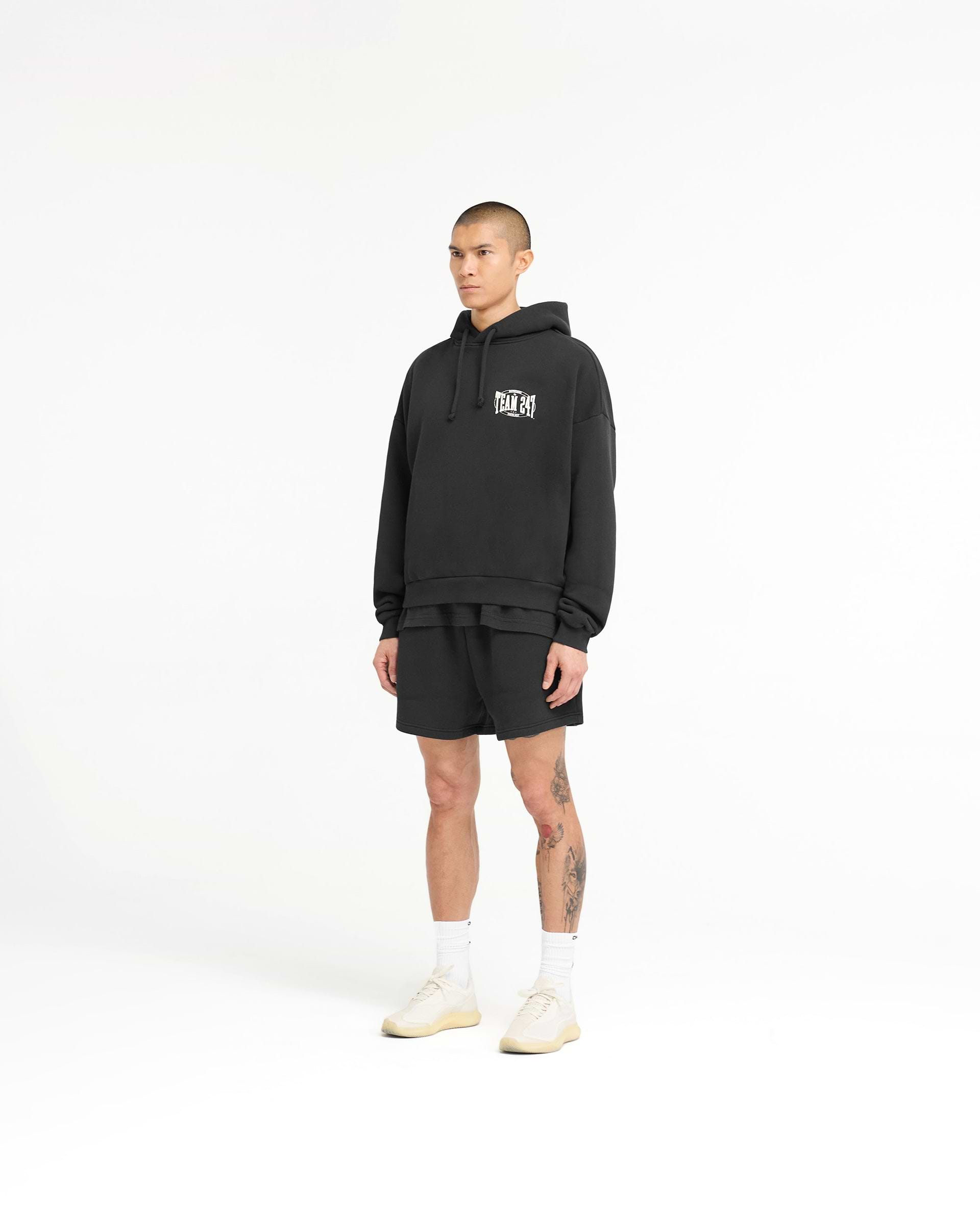 247 X Everlast Training Camp Boxy Hoodie - Off Black