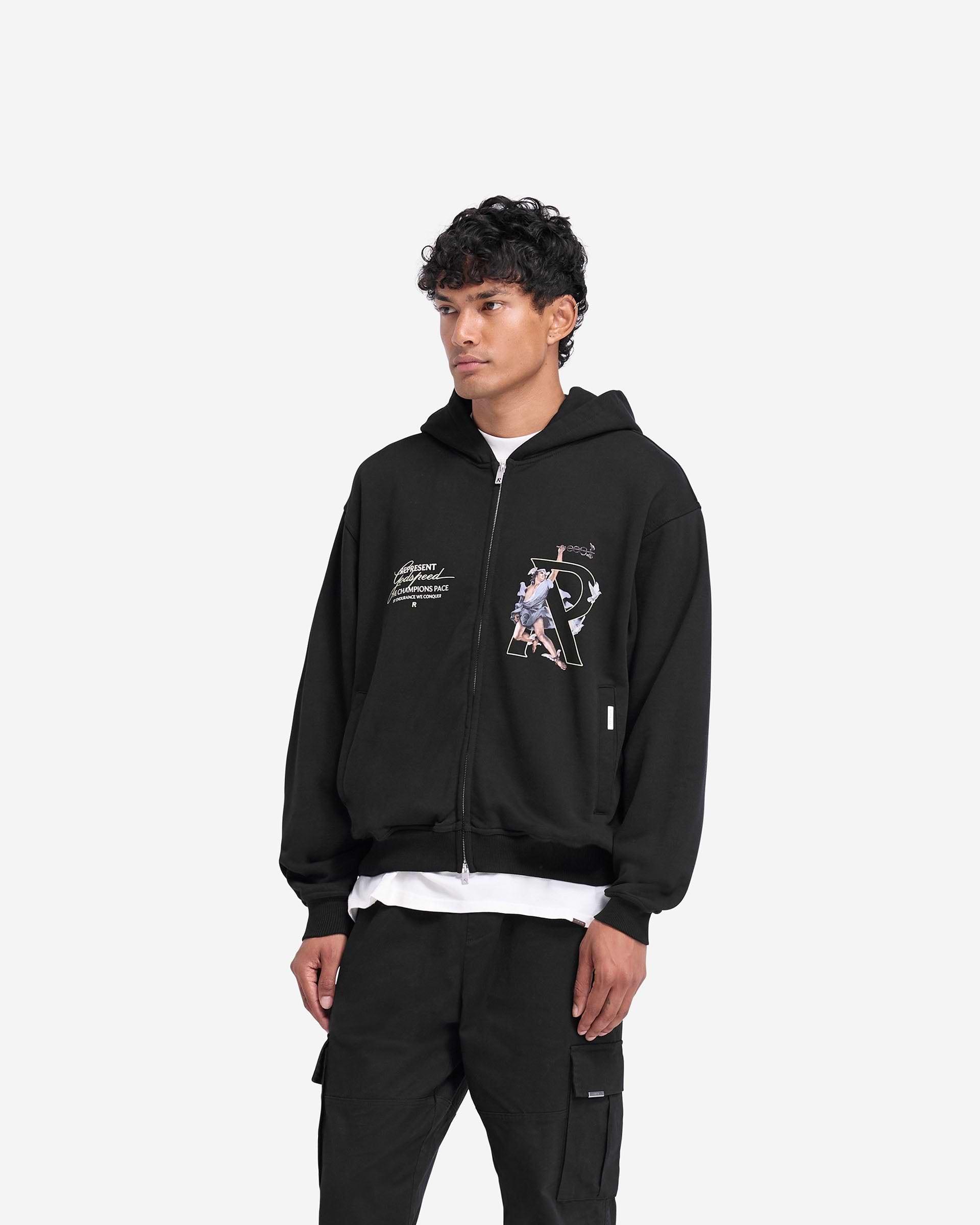 Hermes Zip Hoodie - Jet Black | REPRESENT