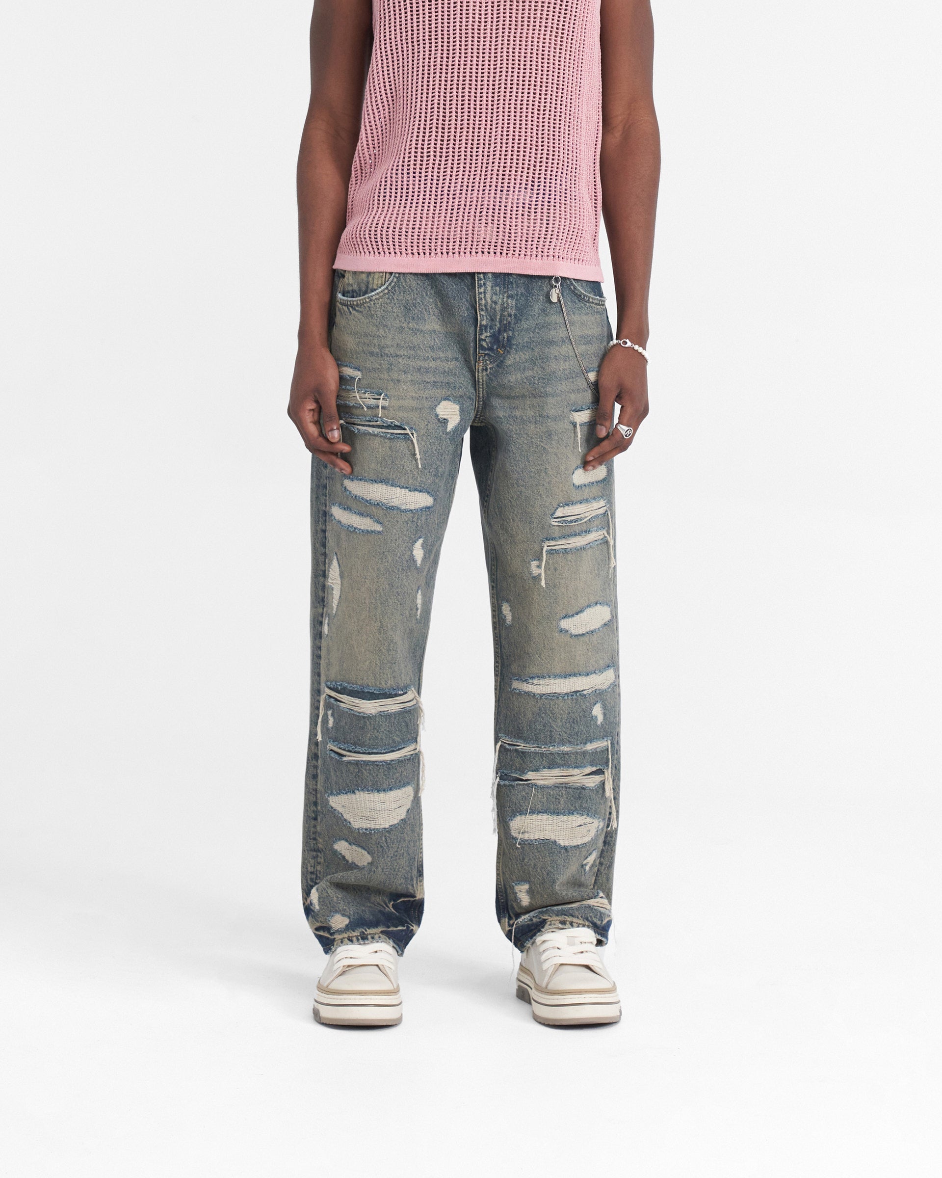 R3D Double Destroyer Baggy Denim - Blue Cream