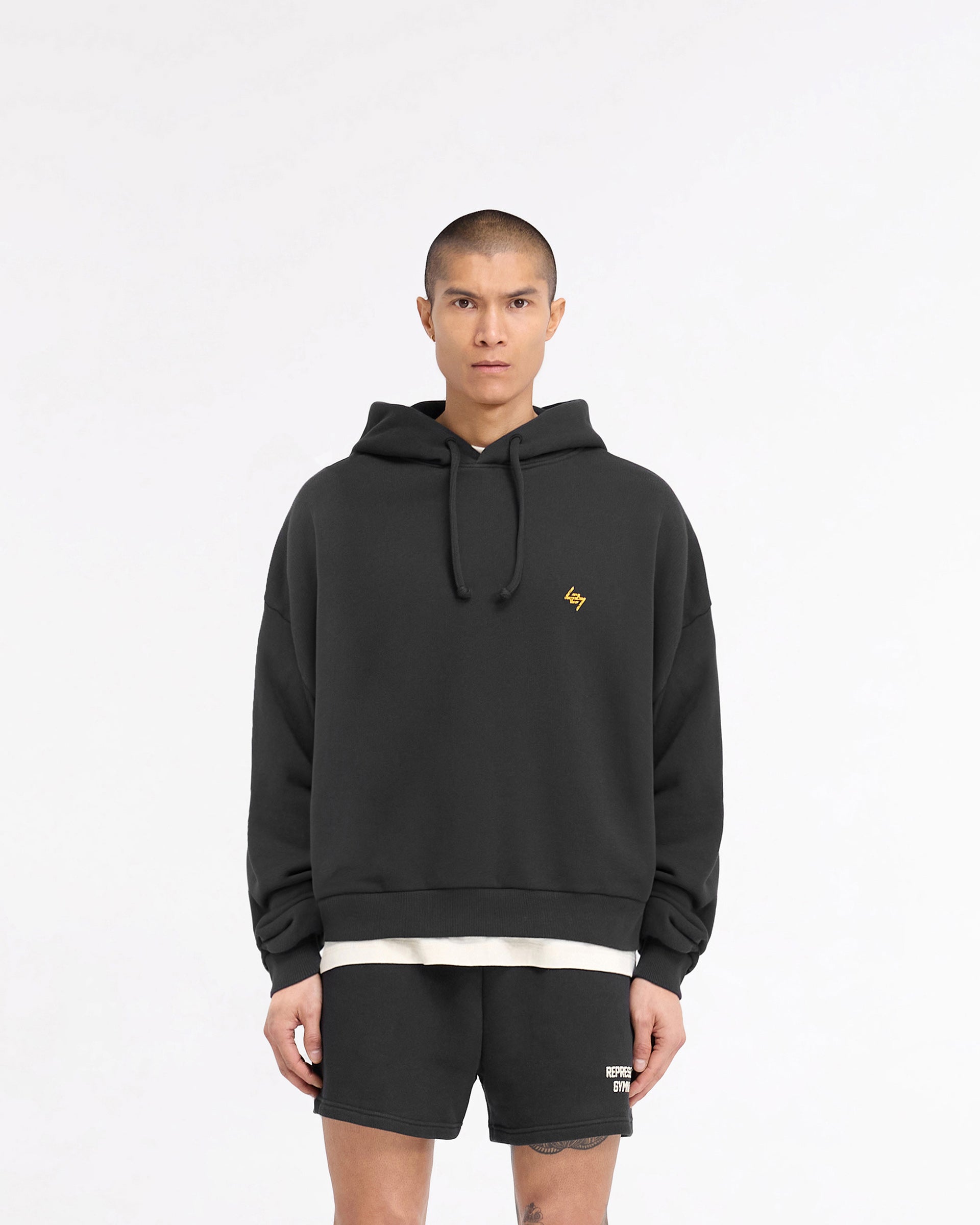 247 On His Shoulders Boxy Hoodie - Off Black