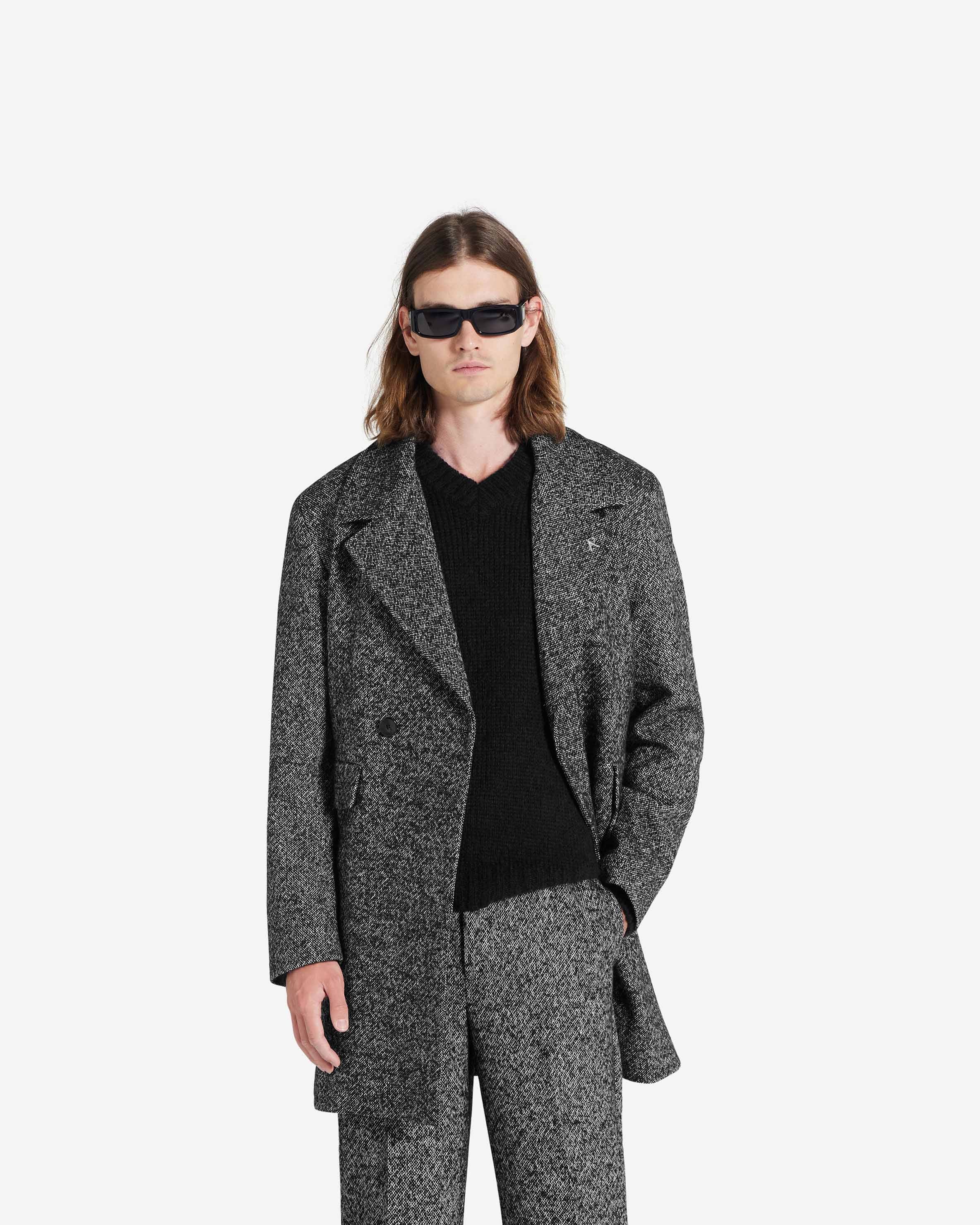 Double Breasted Overcoat - Black White