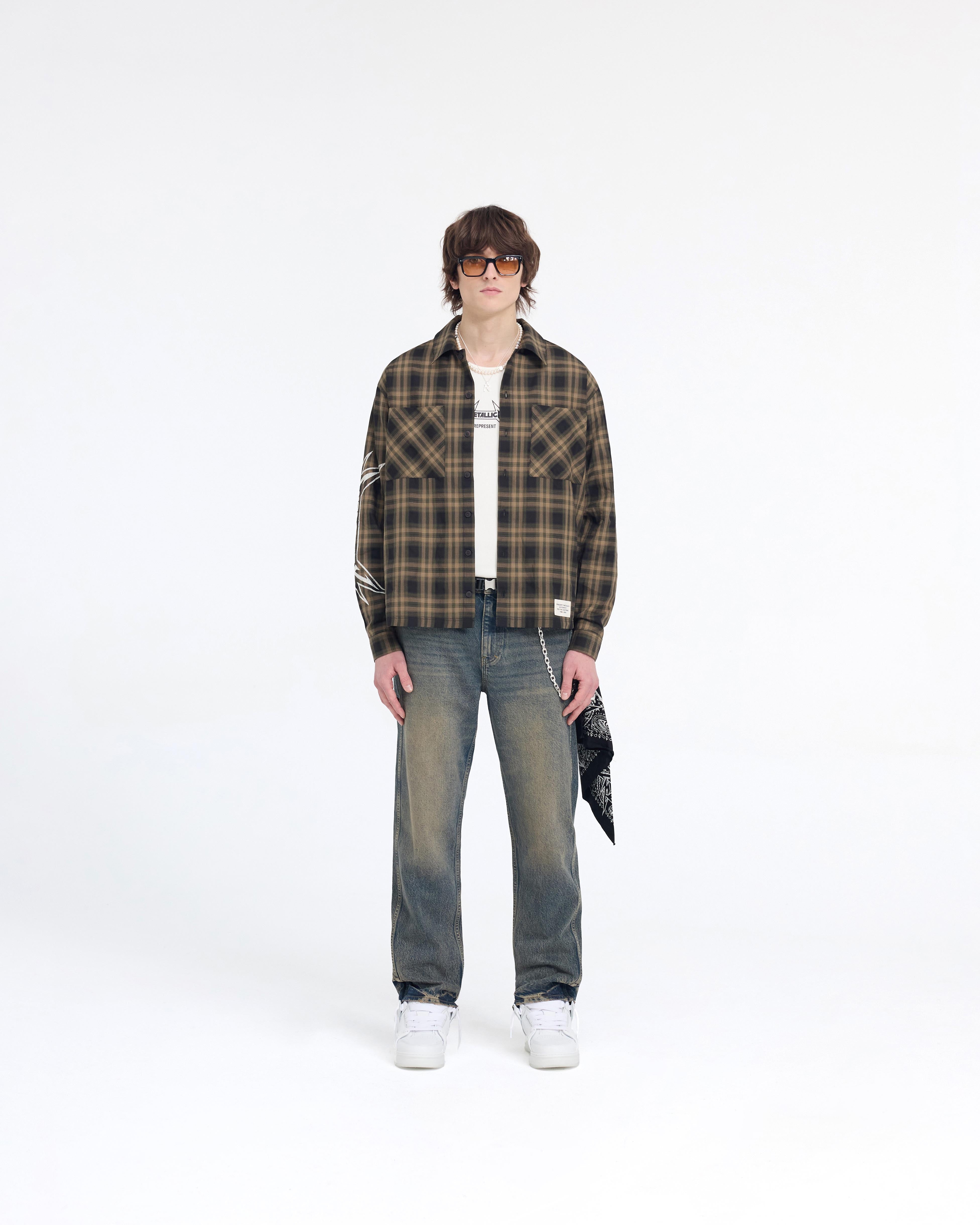 Represent X Metallica‚Ñ¢Ô∏è Flannel Shirt - Tobacco