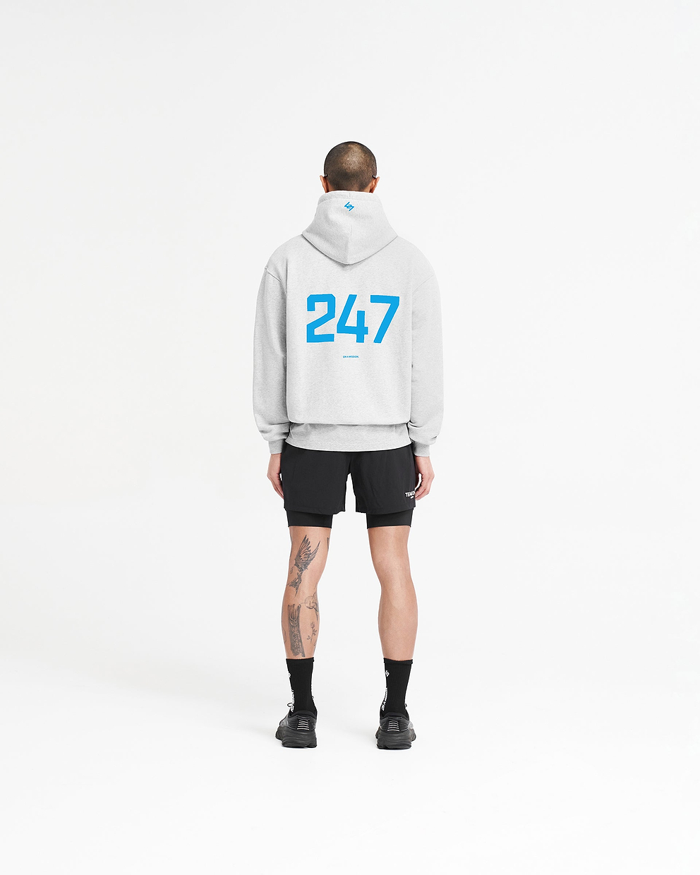 247 Oversized Hoodie - Ash Grey Electric Blue