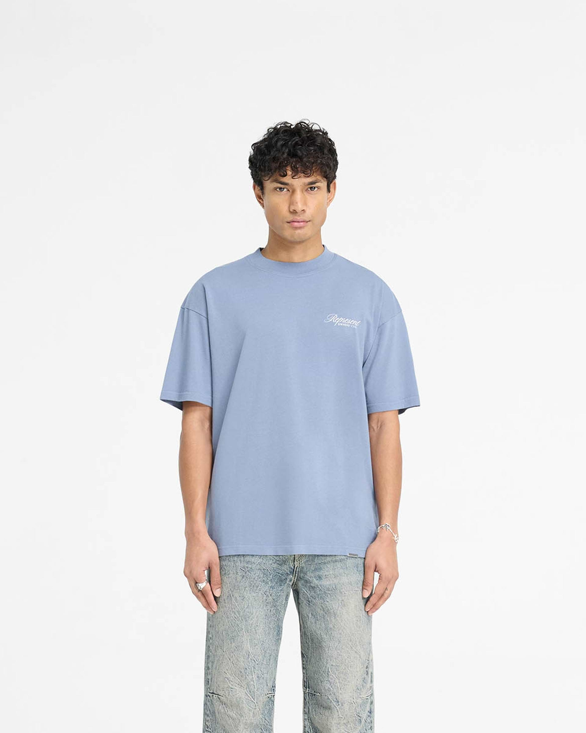 Represent Owners Club Script T-Shirt - Dusty Blue